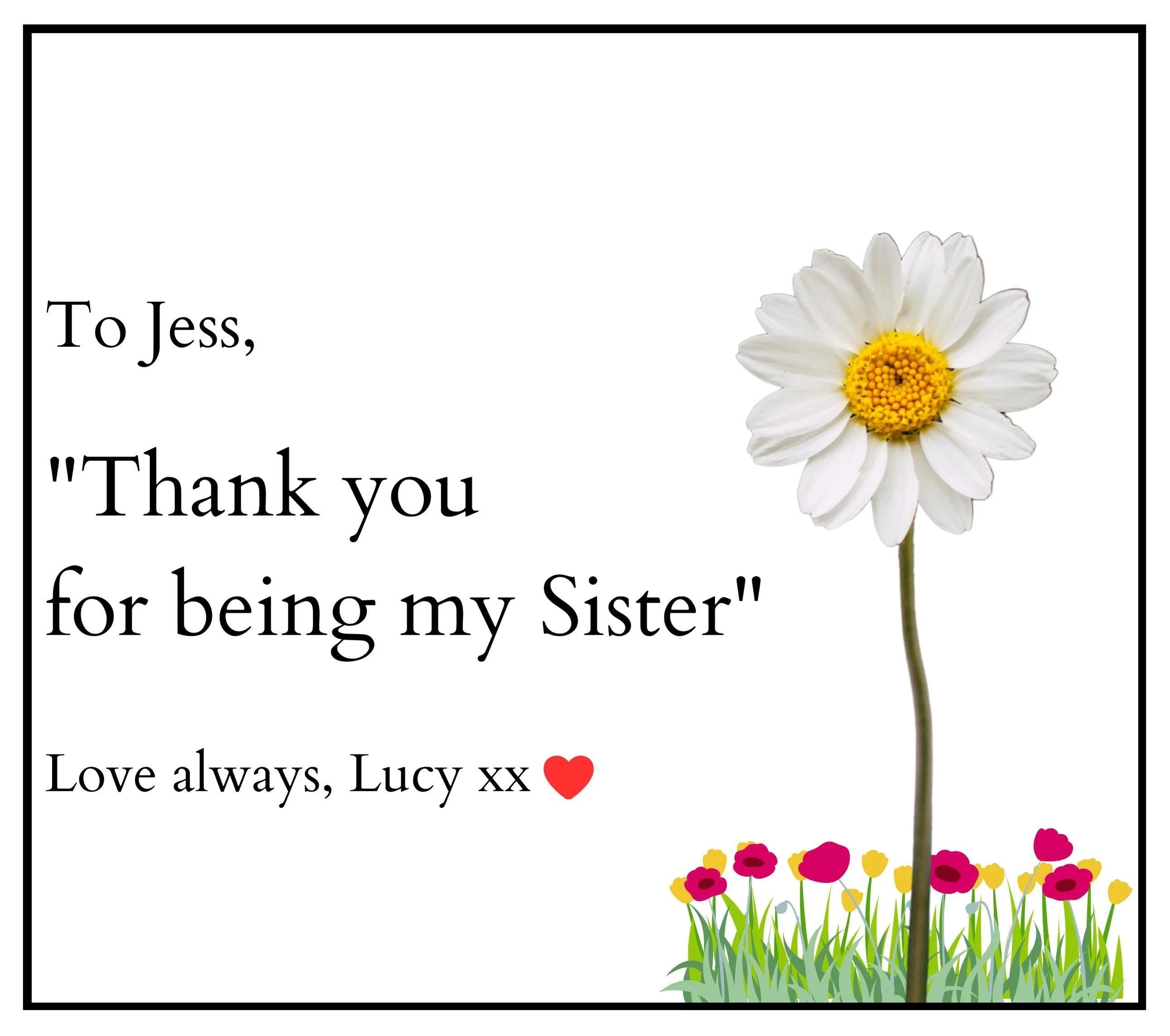 Sister Daisy Message Personalised Candle | Gift for Sister | Any Quote Message Sister Candle | Christmas | Birthday | Sister Appreciation Etsy