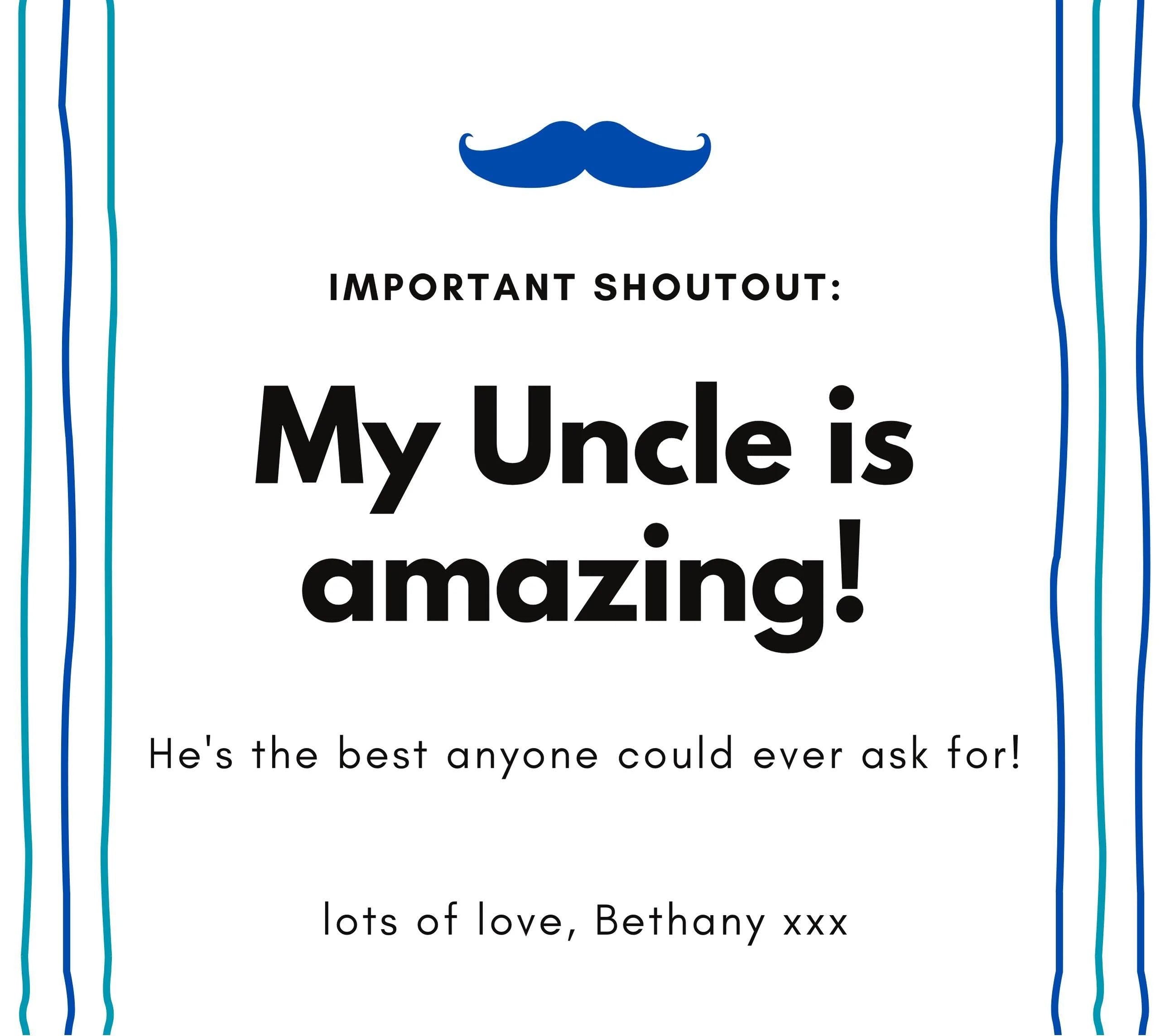 My Uncle is Amazing Personalised Candle | Best Uncle Shoutout Gift | Uncle Birthday | Uncle Christmas | Thank You Uncle Candle | Best Uncle Etsy