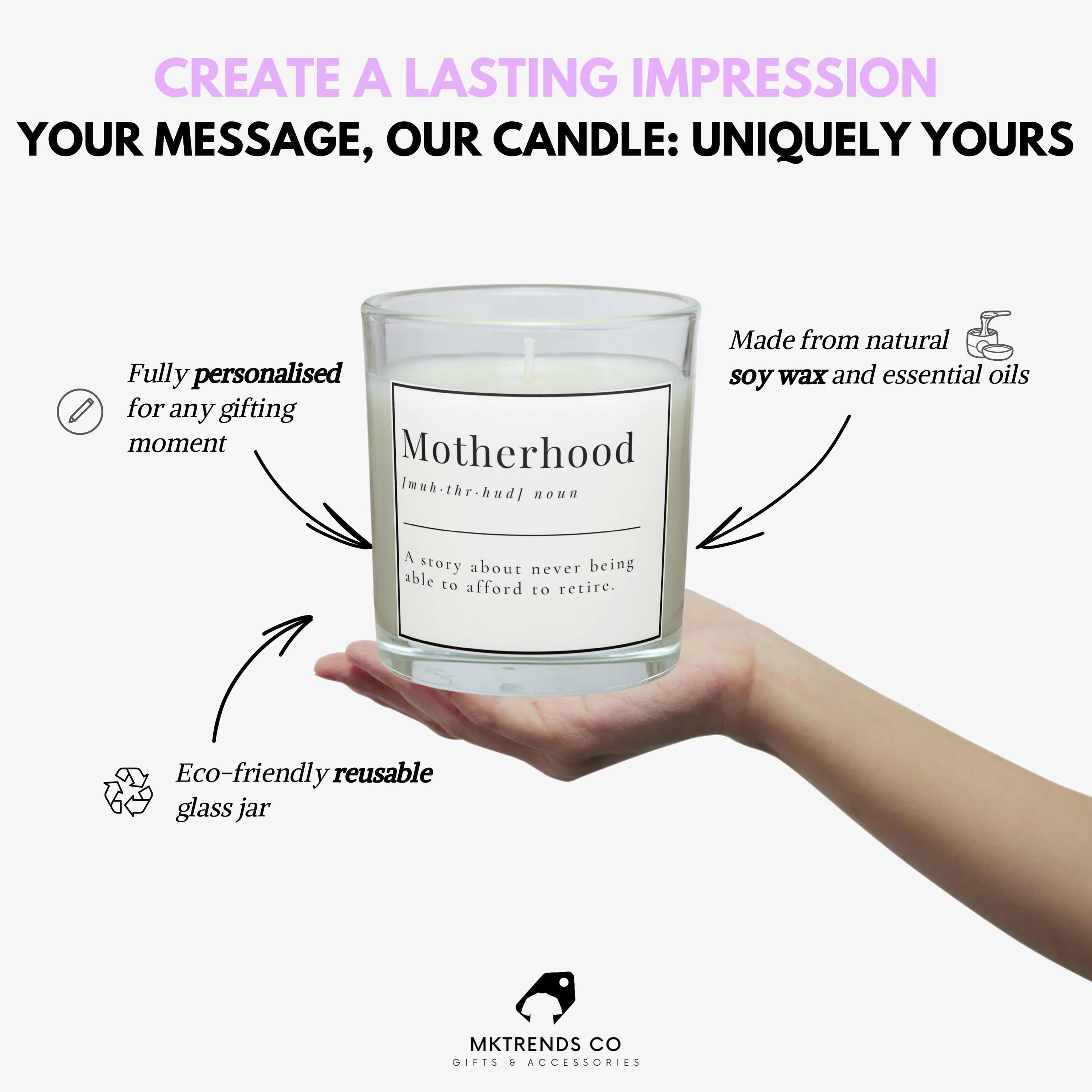 Motherhood Quote Personalised Candle | Mum Quote Gift | Mum Noun Message Gift | Mother Personalised Candle | Mum joke Gift | Funny mum Gift Etsy