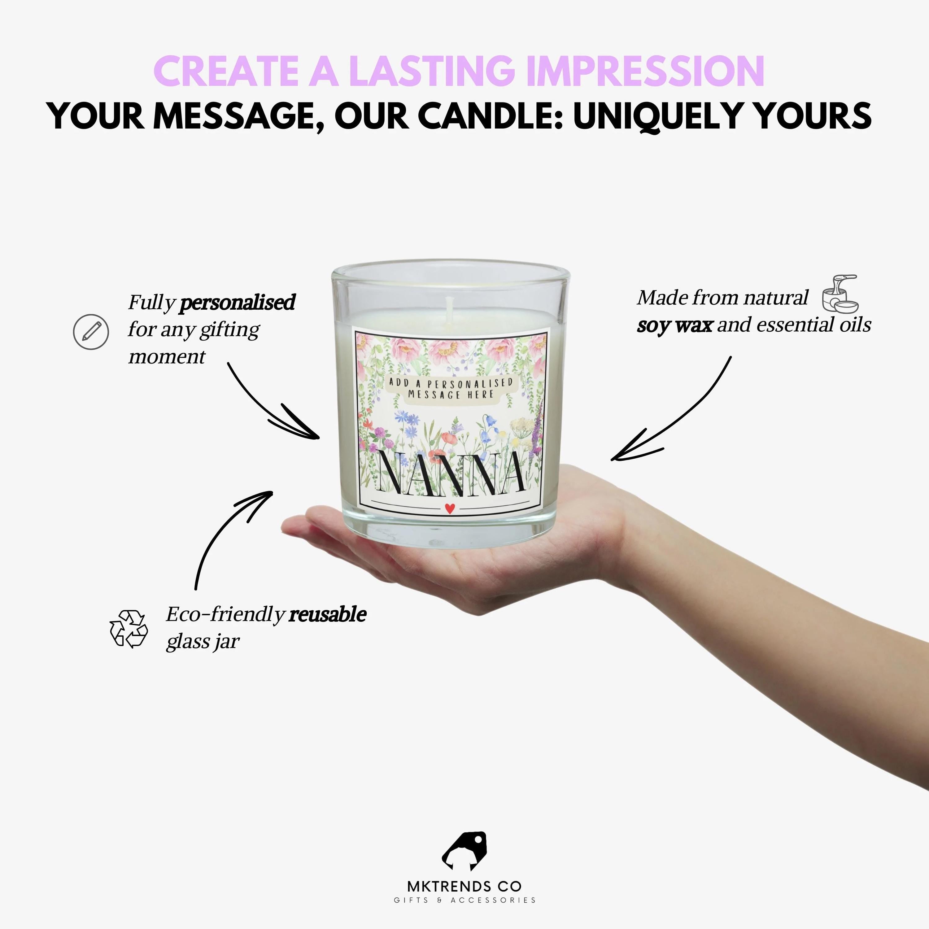 Nanna Message Personalised Candle Gift | Gift for Nanna | Nanna Flowers Message Gift | Nanna Christmas Gift | Nanna Custom Birthday Present Etsy