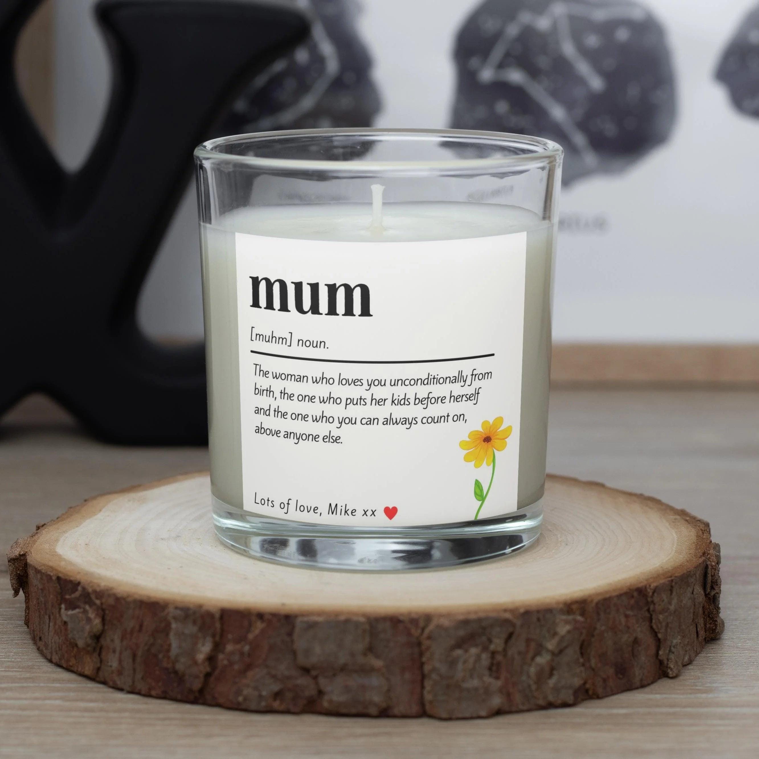 Mum Noun Personalised Candle | Mum Message Candle Gift | Gifts for Mums Birthday | Christmas | Thoughtful Gifts for Mum | Mum Noun Message Etsy