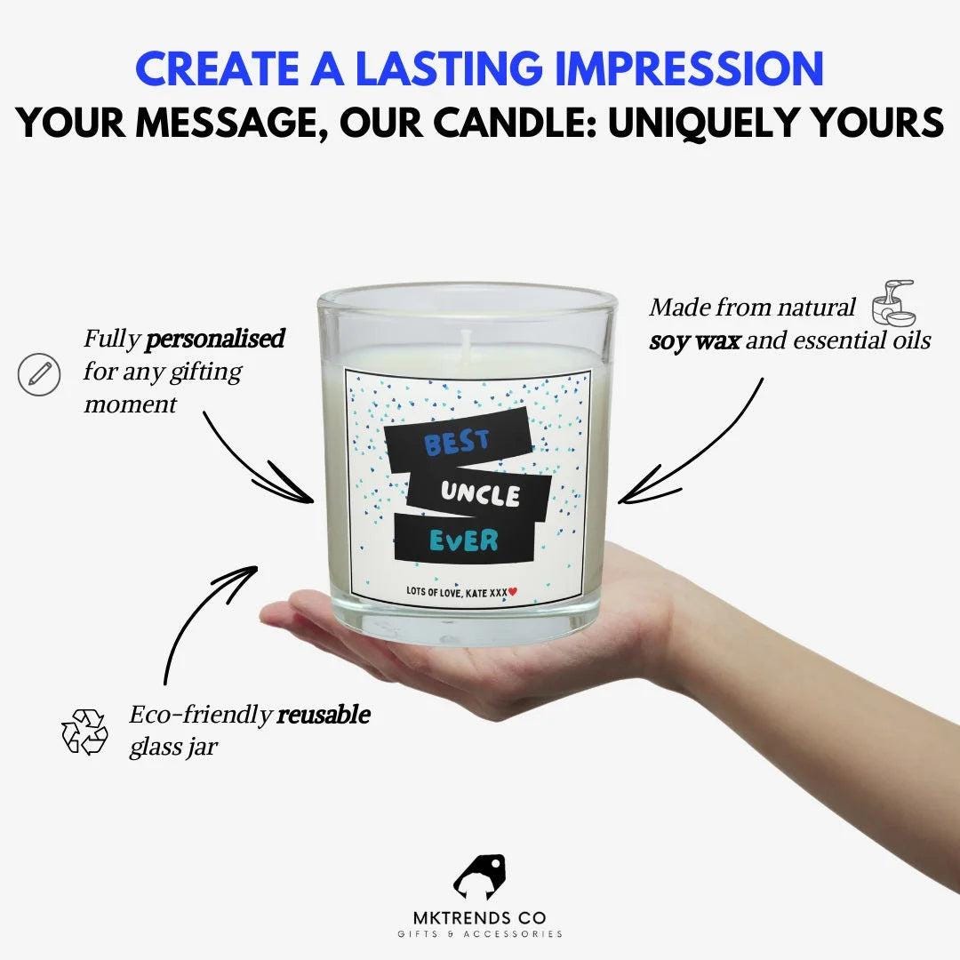 Best Uncle Personalised Candle | Best Uncle Ever Gift | Gift for Uncle | Best Uncle Gifts | Uncle Christmas Gifts | Uncle Birthday gifts Etsy