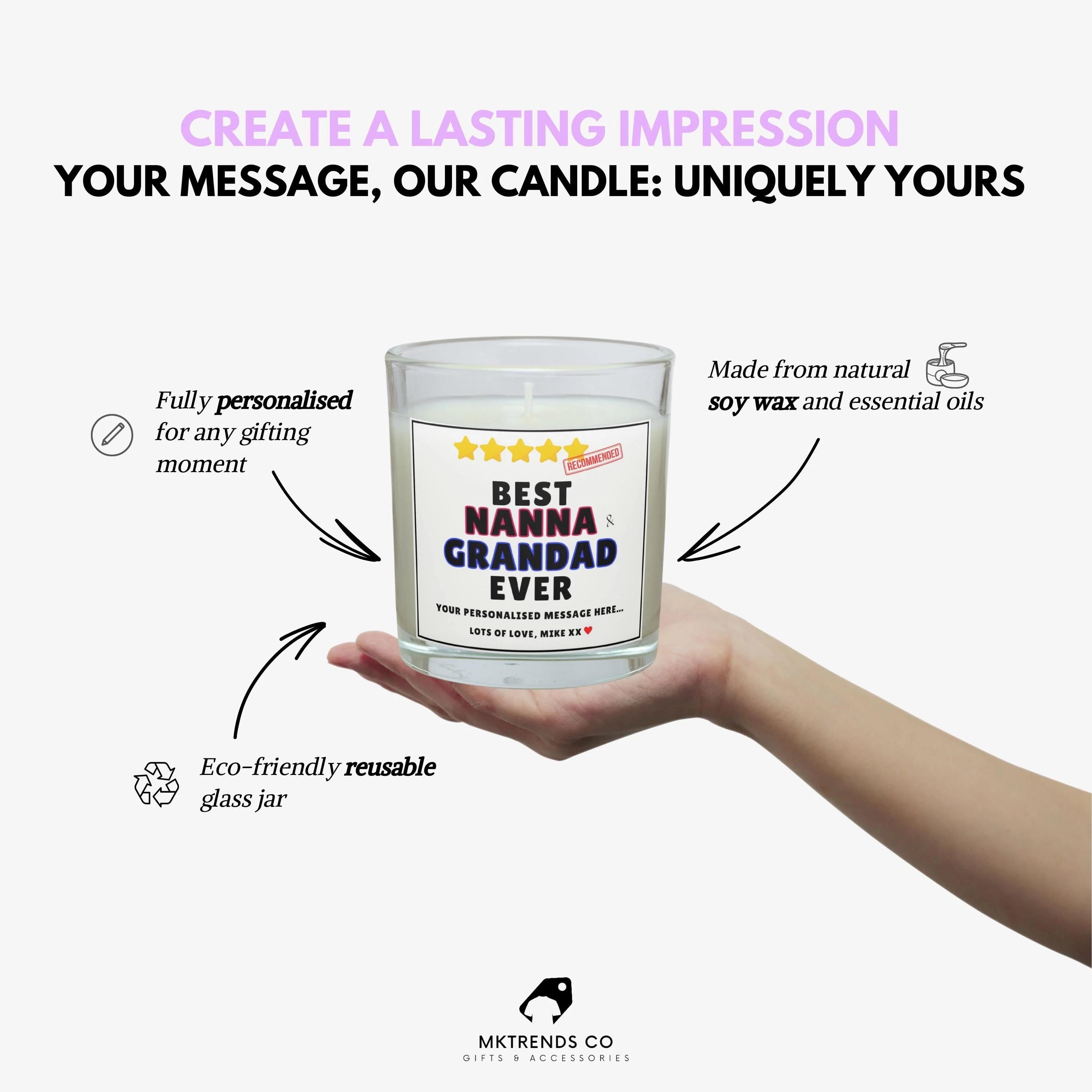 Best Nanna & Grandad Stars Gift | Personalised Candle | Nanna and Grandad Gift | Best Nanna Grandad Message Gifts | Novelty Candle Gifts Etsy