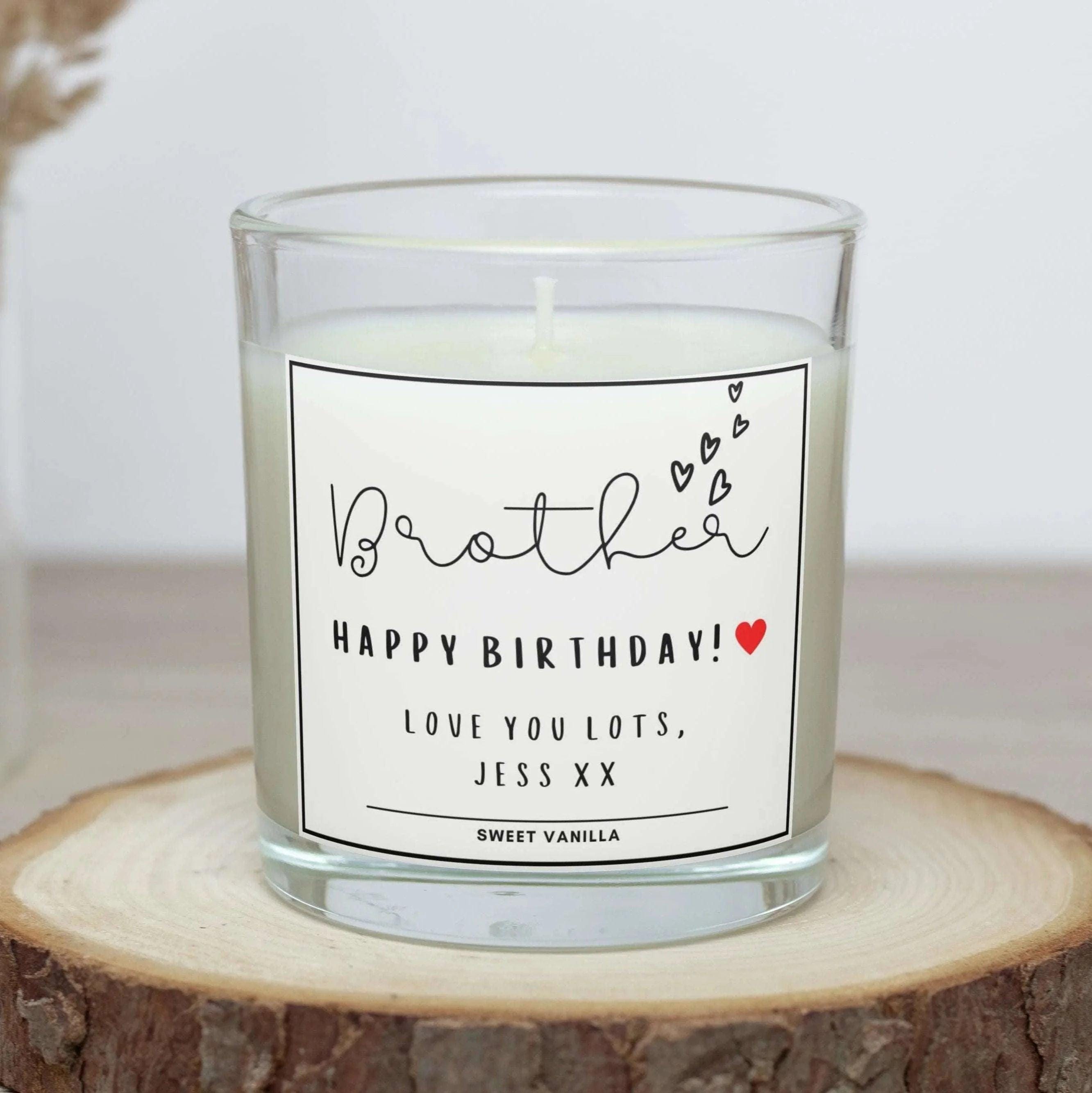 Brother Hearts Personalised Candle | Message Gift for Brother | Brother Birthday | Brother Christmas | Best Gifts for Brother | Personalised Etsy