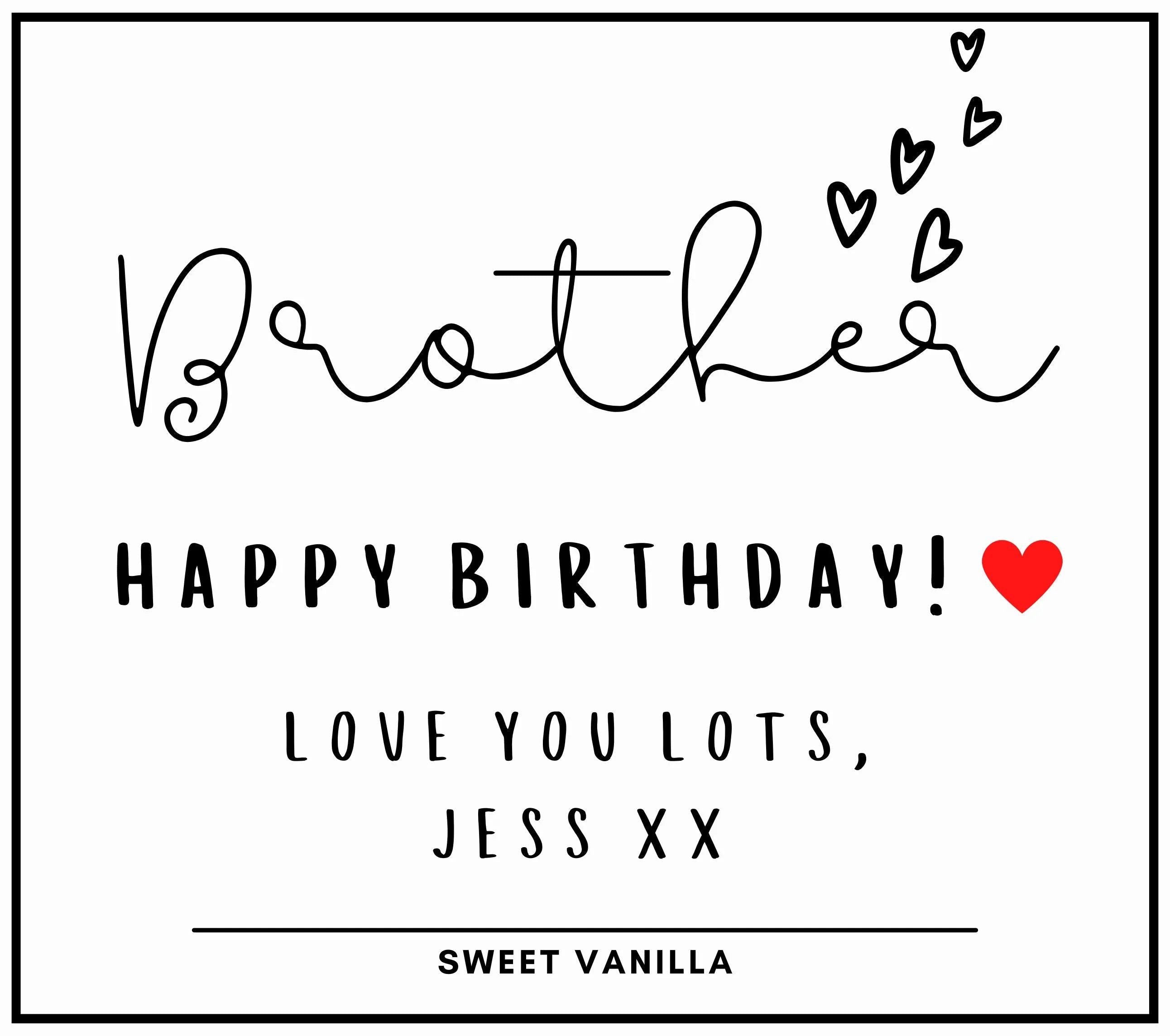 Brother Hearts Personalised Candle | Message Gift for Brother | Brother Birthday | Brother Christmas | Best Gifts for Brother | Personalised Etsy