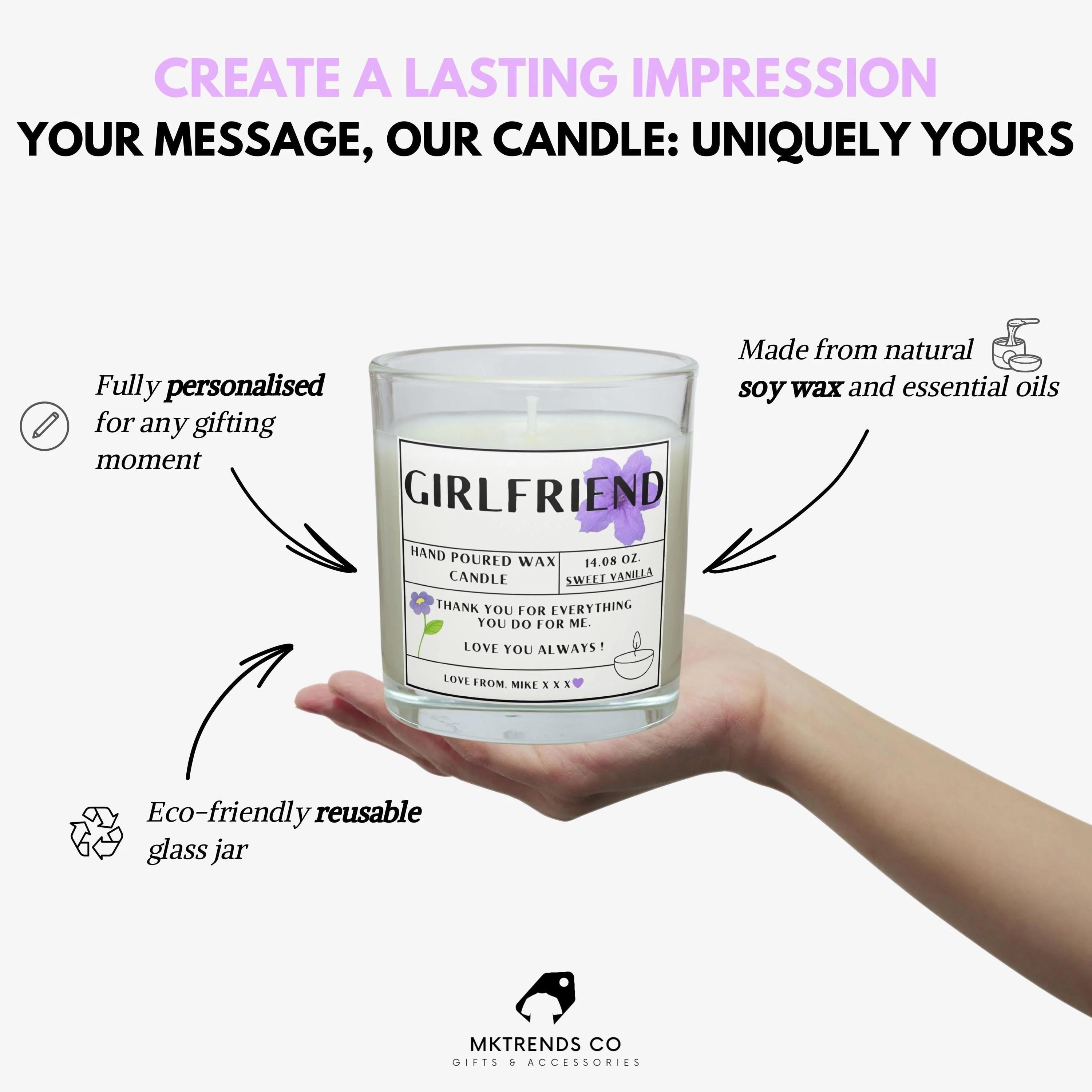 Girlfriend Custom Message Personalised Candle | Girlfriend Message Gift | Cute Girlfriend Candle | Birthday Gift | Christmas Girlfriend Gift Etsy