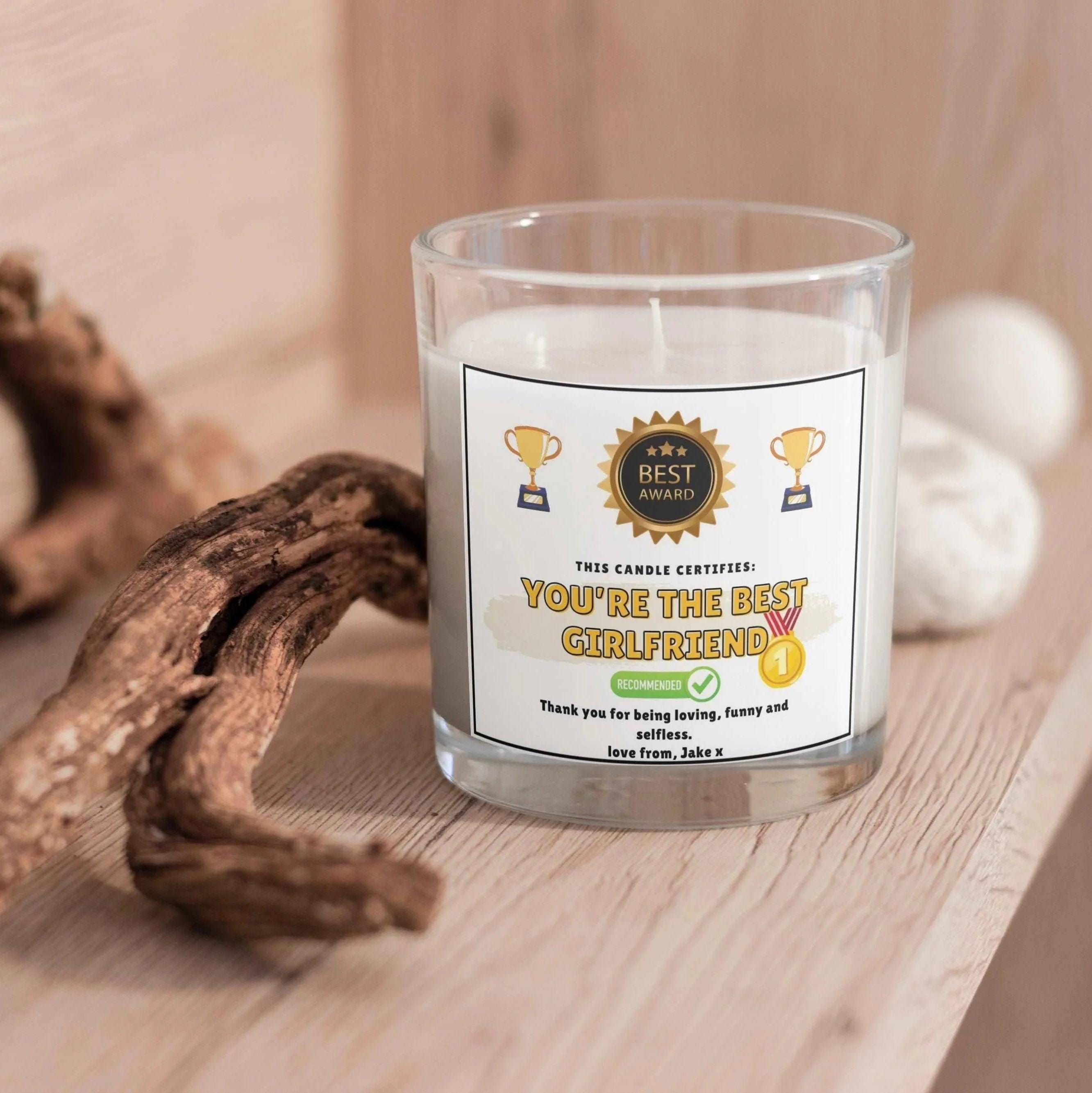 Funny Best Girlfriend Award Certificate Personalised Candle | Best Girlfriend Gift | Girlfriend Award | Funny Girlfriend Award Certificate Etsy