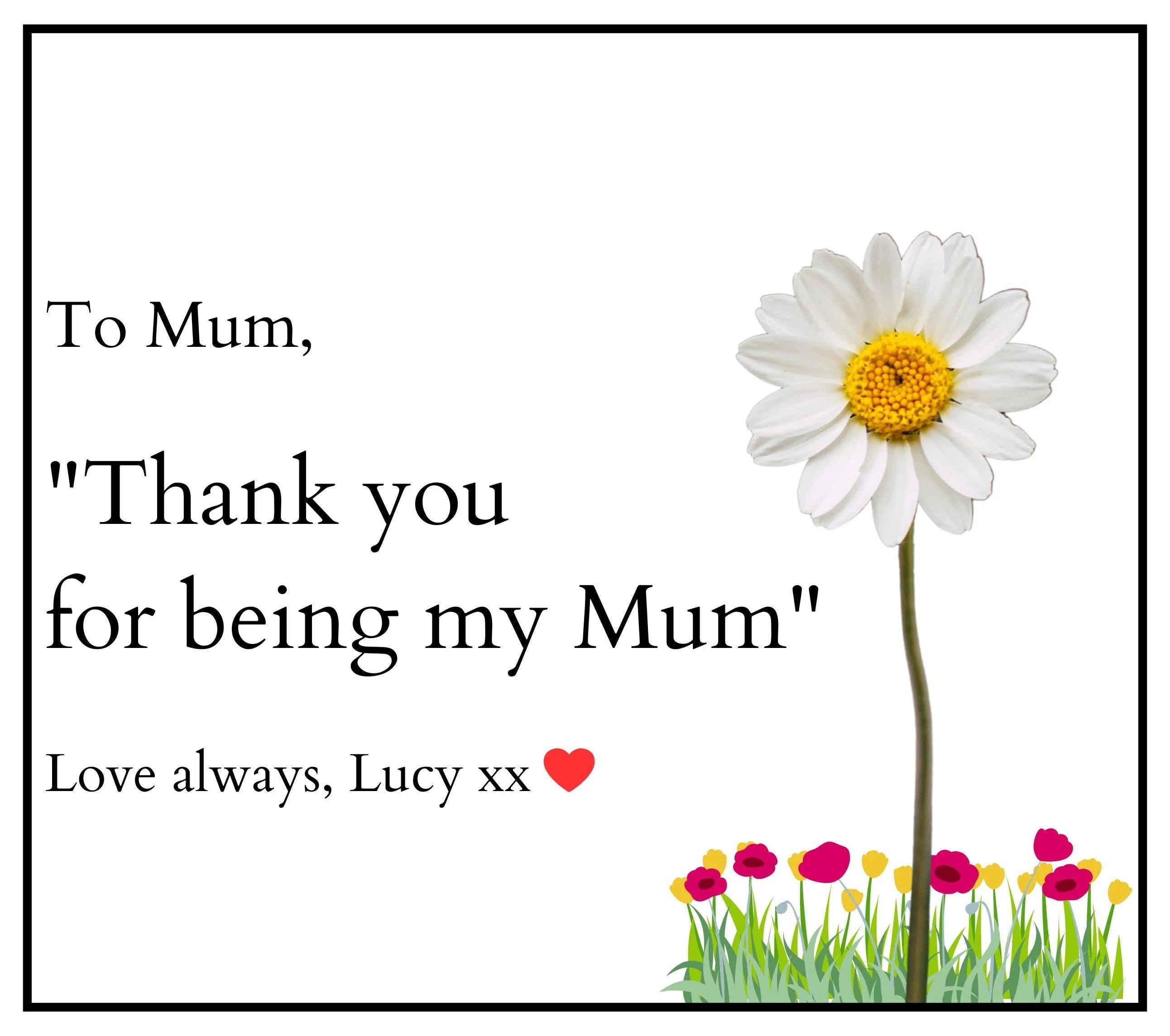 Thank You For Being My Mum Personalised Candle | Mum Message Quote Gift | From Daughter Gift | From Son Gift | Best Mum | Mum Poem Candle Etsy