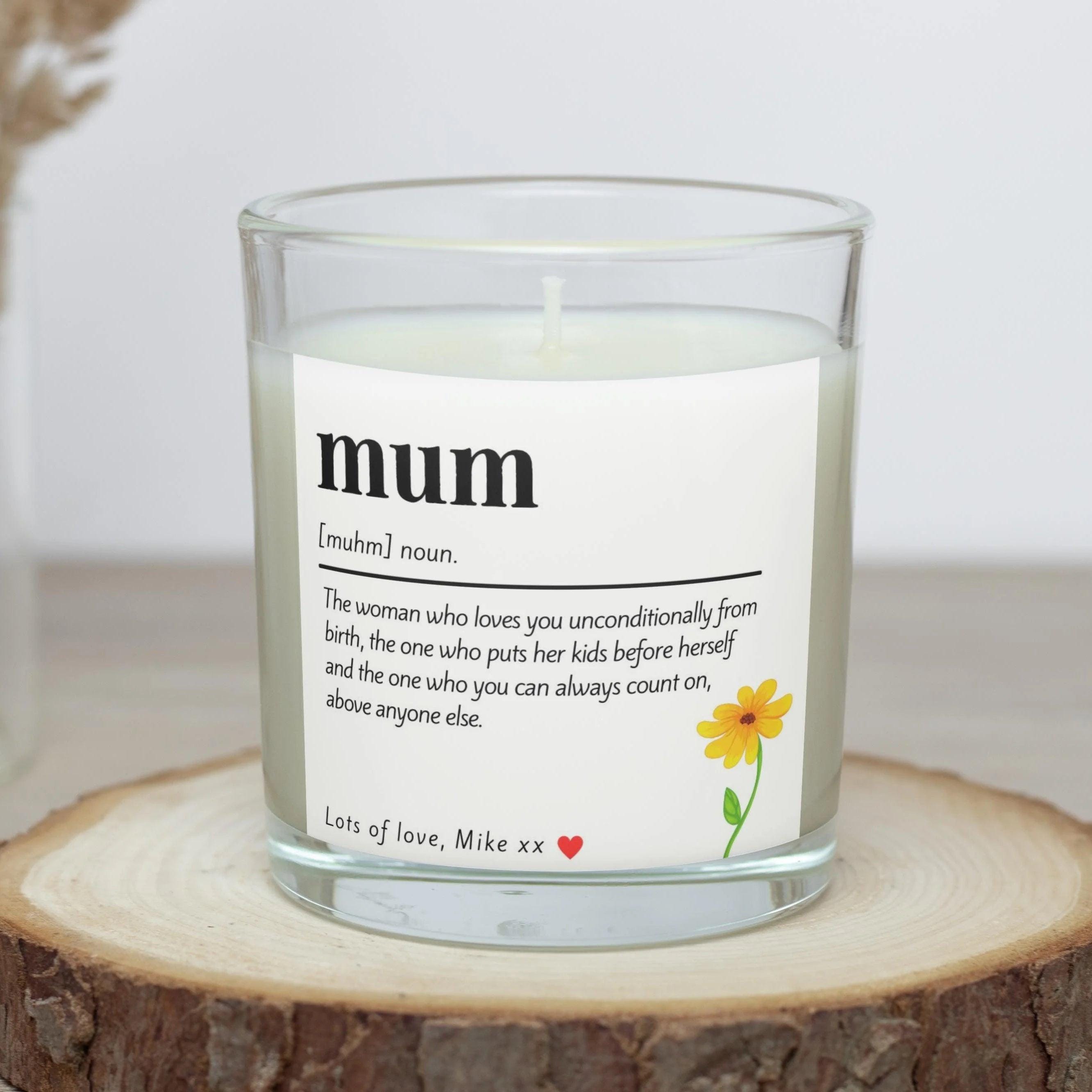 Mum Noun Personalised Candle | Mum Message Candle Gift | Gifts for Mums Birthday | Christmas | Thoughtful Gifts for Mum | Mum Noun Message Etsy