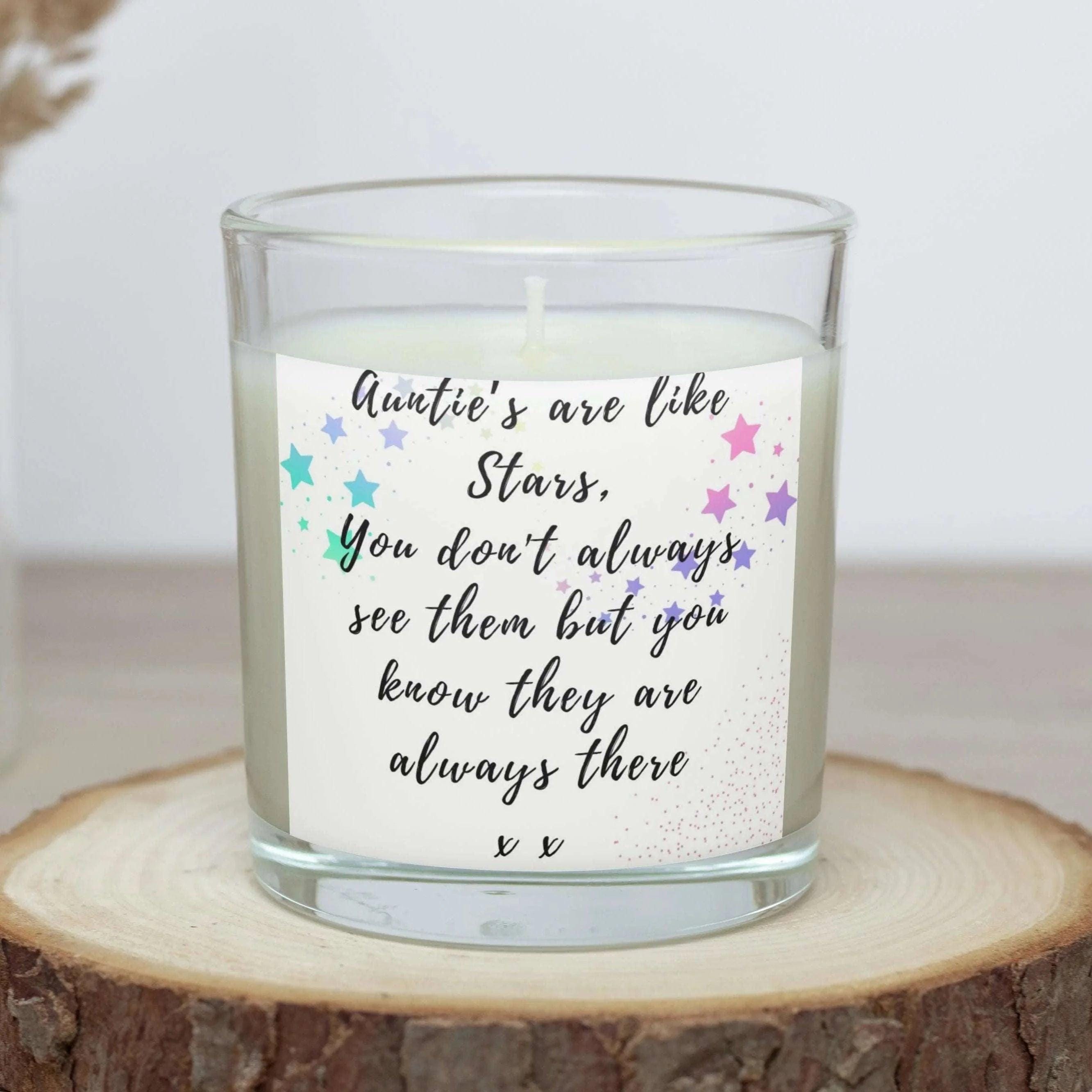 Aunties are Like Stars Personalised Candle Gift | Love You Auntie Gift | Thoughtful Gift for Auntie | Aunty Message | Aunt Quote Custom Gift Etsy