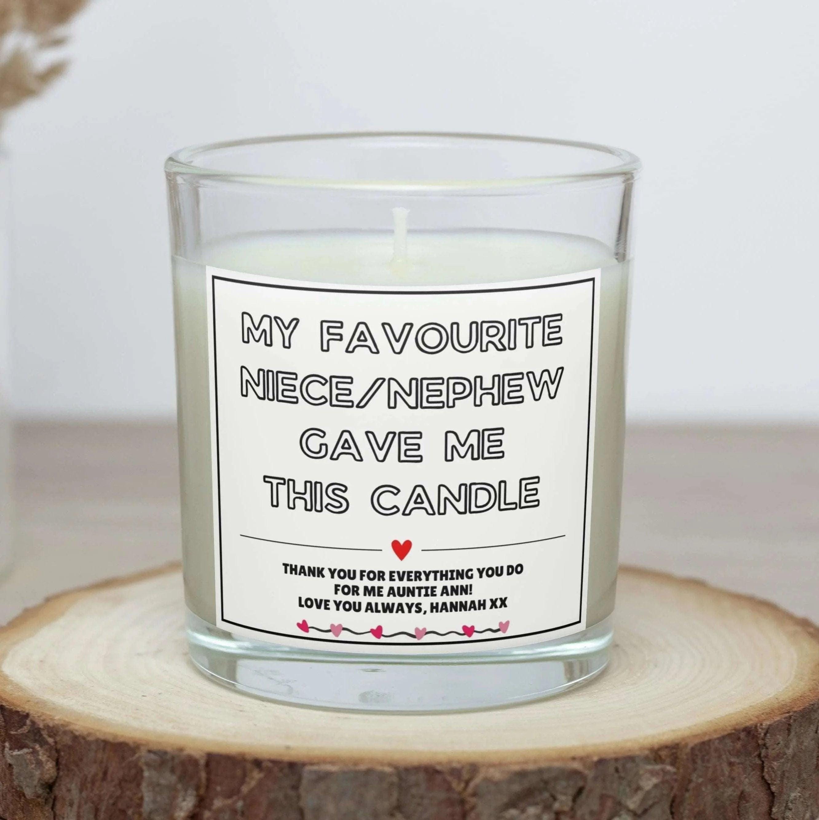 Auntie Favourite Niece Nephew Message Personalised Candle | Auntie Gift | Funny Auntie Gift | Gift for Auntie | From Niece Nephew Gifts Etsy