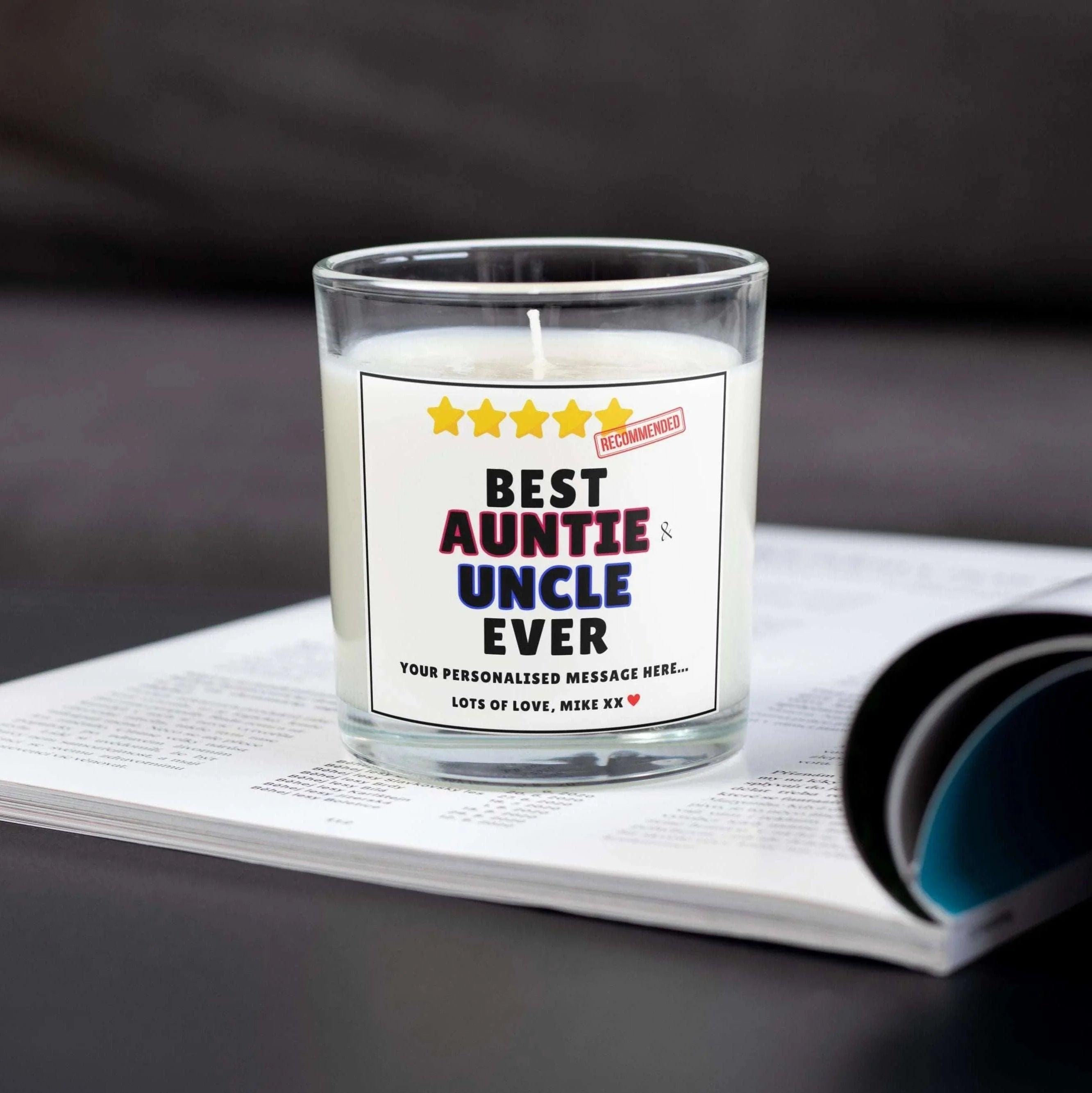 Best Auntie & Uncle Ever Personalised Candle | Auntie Uncle Gift | Novelty Auntie and Uncle Gift | Funny Message Award | Auntie Uncle Gift Etsy