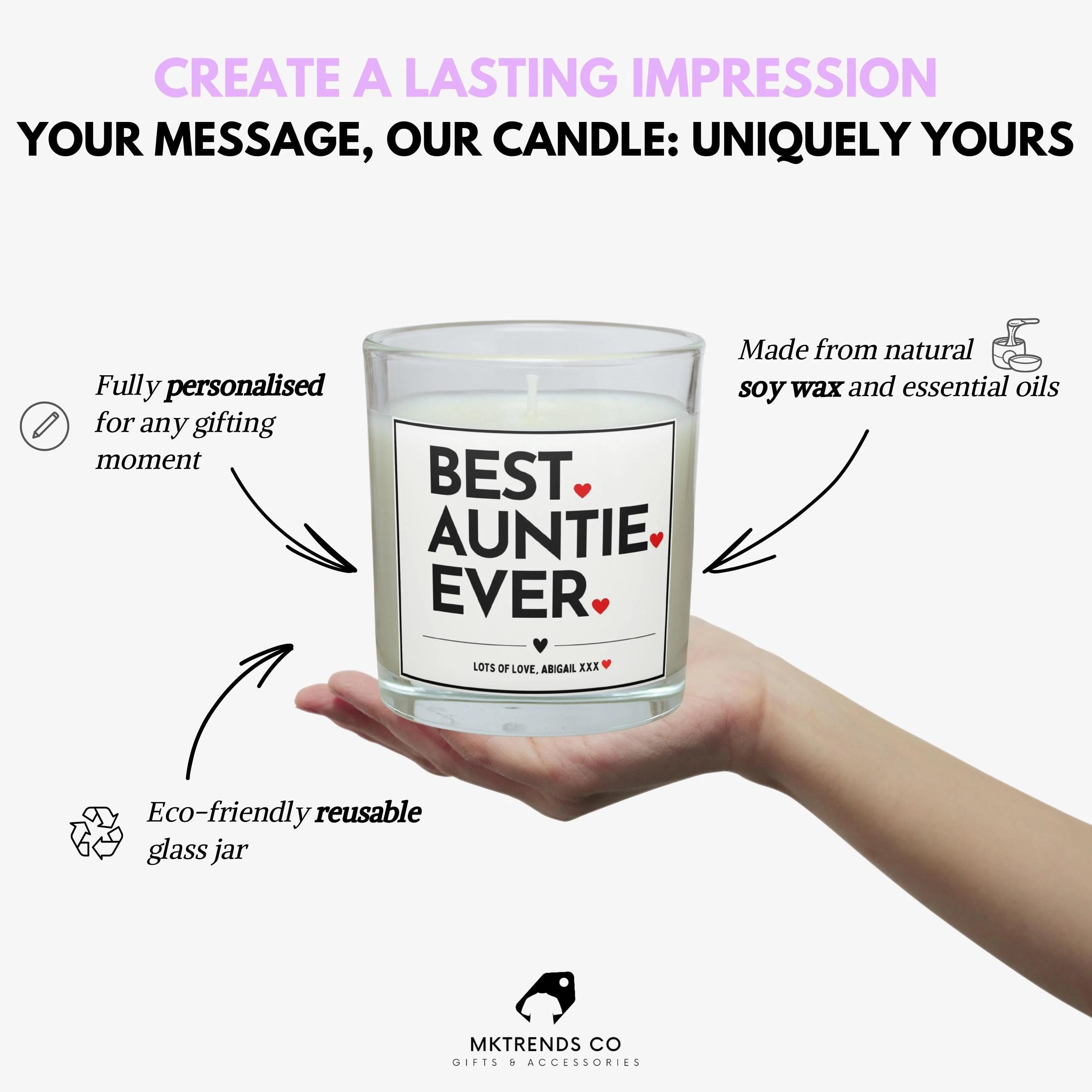 Best Auntie Ever Personalised Candle Gift | Favourite Aunty Gift | Auntie Message Candle | Thank You Auntie Gift | Auntie Birthday Candle Etsy
