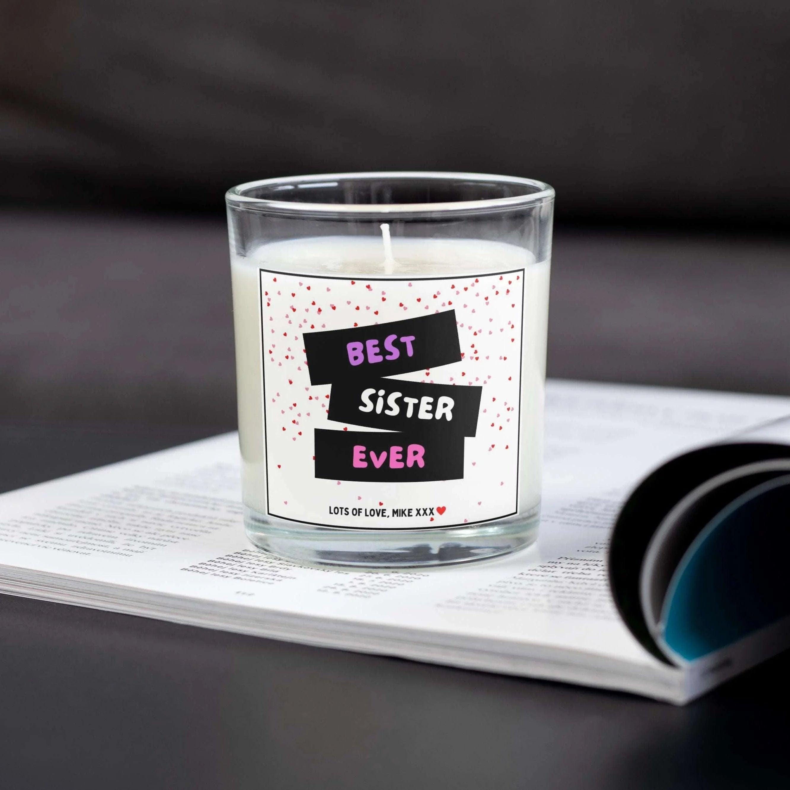 Best Sister Ever Personalised Candle | Best Sister Hearts Message Gift | Message Candle for Sister | Sister Birthday | Thank You Sister Gift Etsy