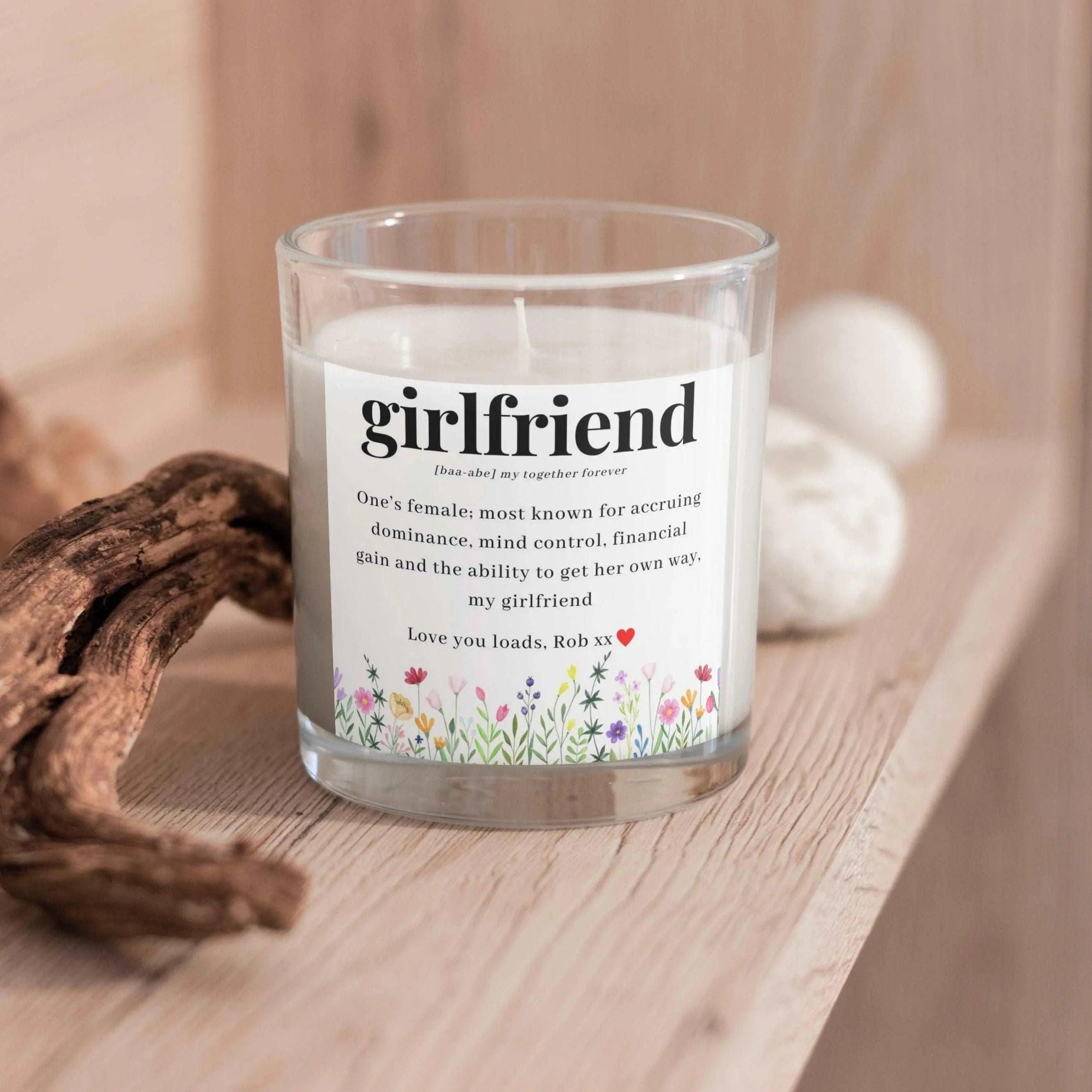 Girlfriend Noun Message Quote Personalised Candle | Definition Gift | Cute Gift for Girlfriend | Christmas | Birthday | Definition Message Etsy