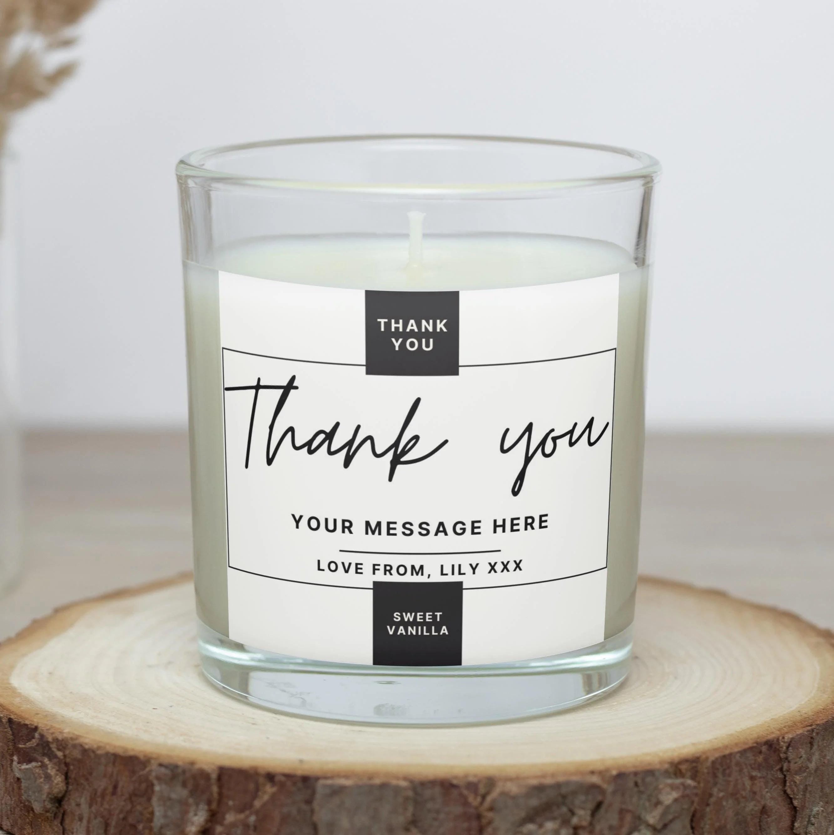 Thank You Gift | Personalised Candle | Elegant Thank you Candle | Name Message Appreciation Gift | Thoughtful Thank You Candle | Any Message Etsy