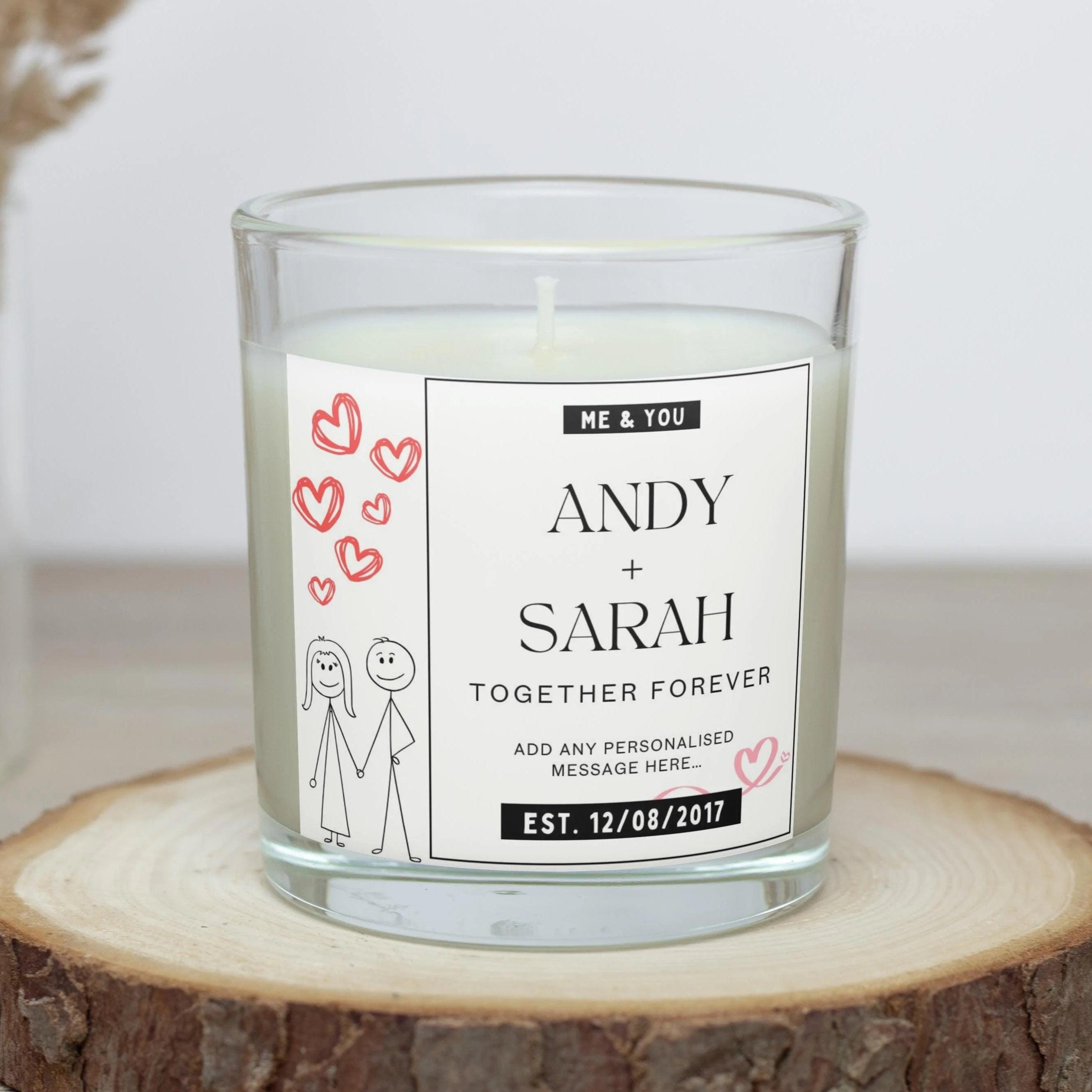 Cute Relationship Personalised Candle Gift | Valentine's Gift | Gift for Couples | Anniversary Candle Gift | Love Message Personalised Gift Etsy