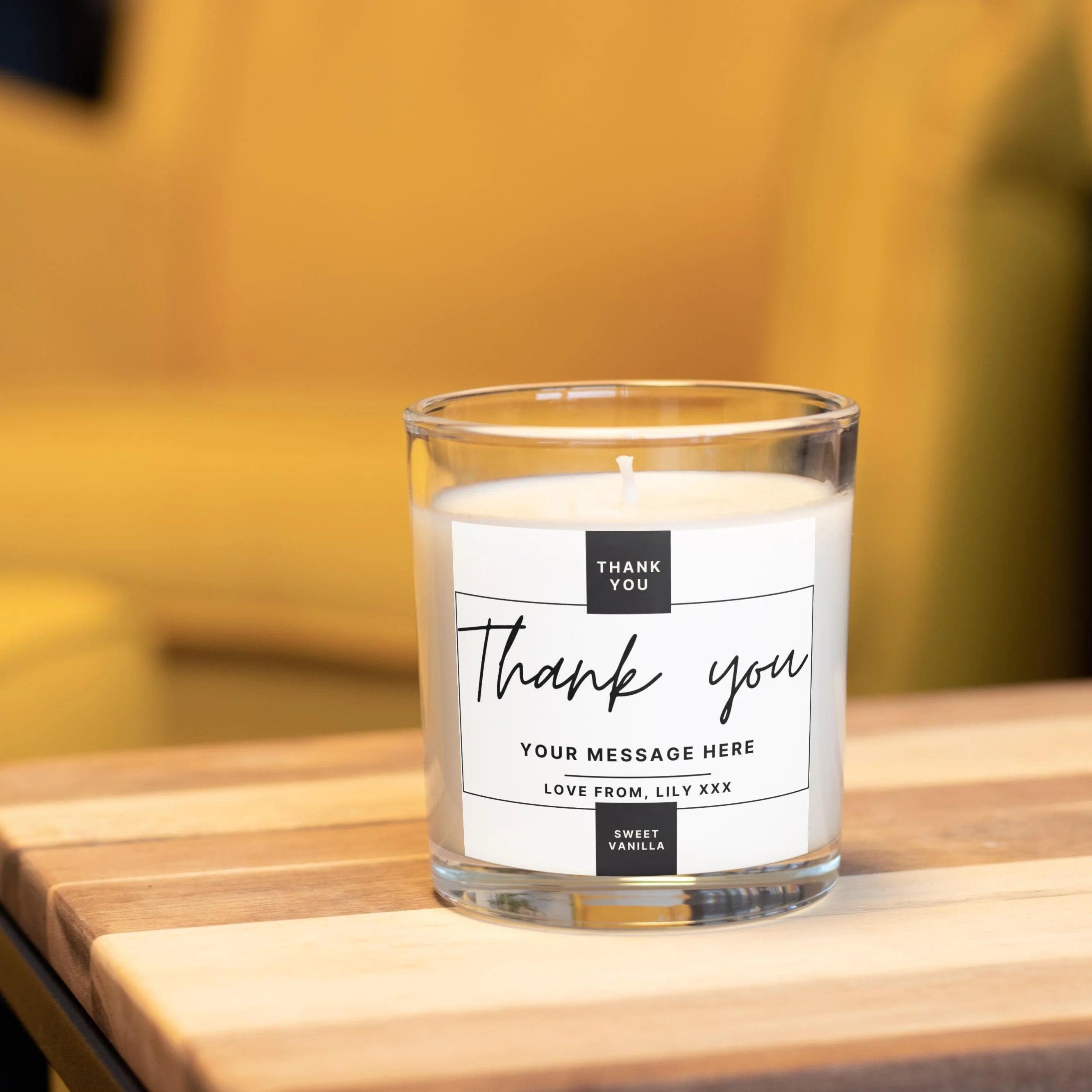 Thank You Gift | Personalised Candle | Elegant Thank you Candle | Name Message Appreciation Gift | Thoughtful Thank You Candle | Any Message Etsy