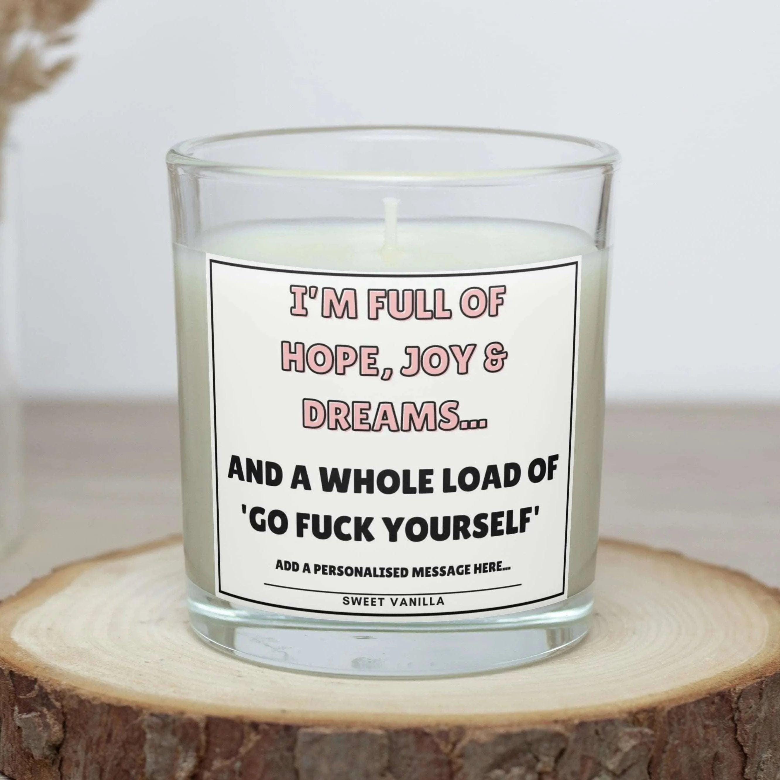 Go Fuck Yourself Personalised Candle | Funny Candle | Novelty Joke Gift | Funny Gift | Gifts For Friend | Humorous Gifts | LOL | Banter Gift Etsy
