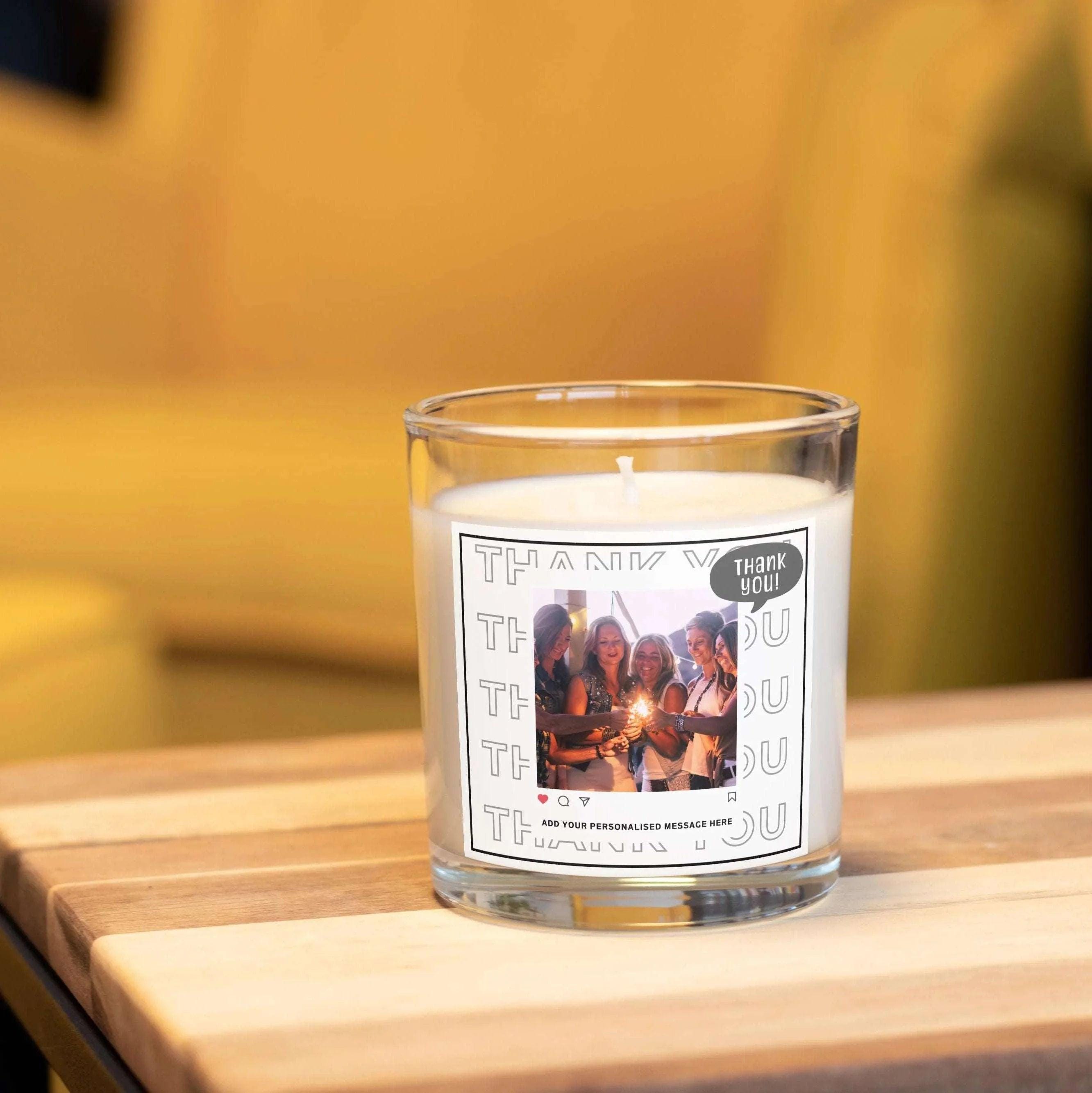 Instagram Photo Thank You Message Gift | Personalised Thank You Candle | Thank You Photo Gift | Appreciation Gift | Photo Thank You Candle Etsy