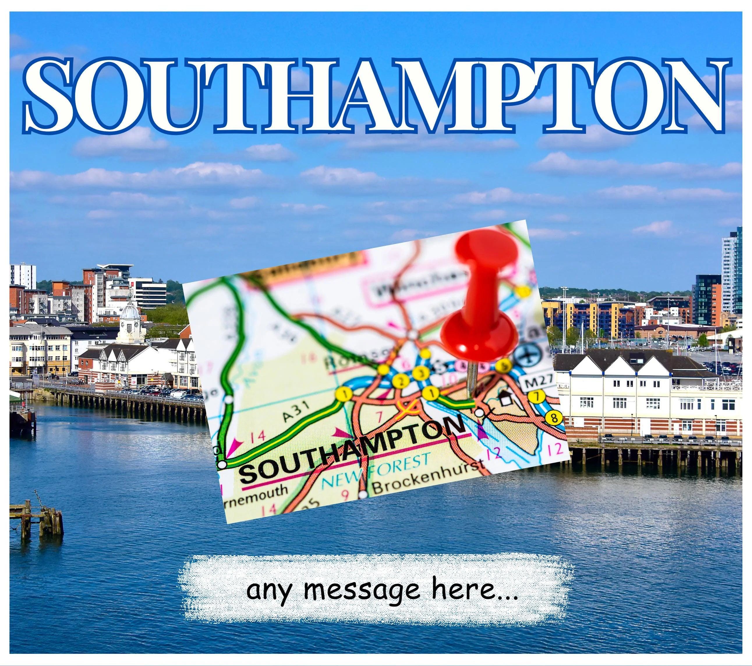 Southampton Personalised Candle | Southampton Travel Gift | Southampton Holiday Souvenir | Southampton Message Candle | Coastal Candle Gift Etsy