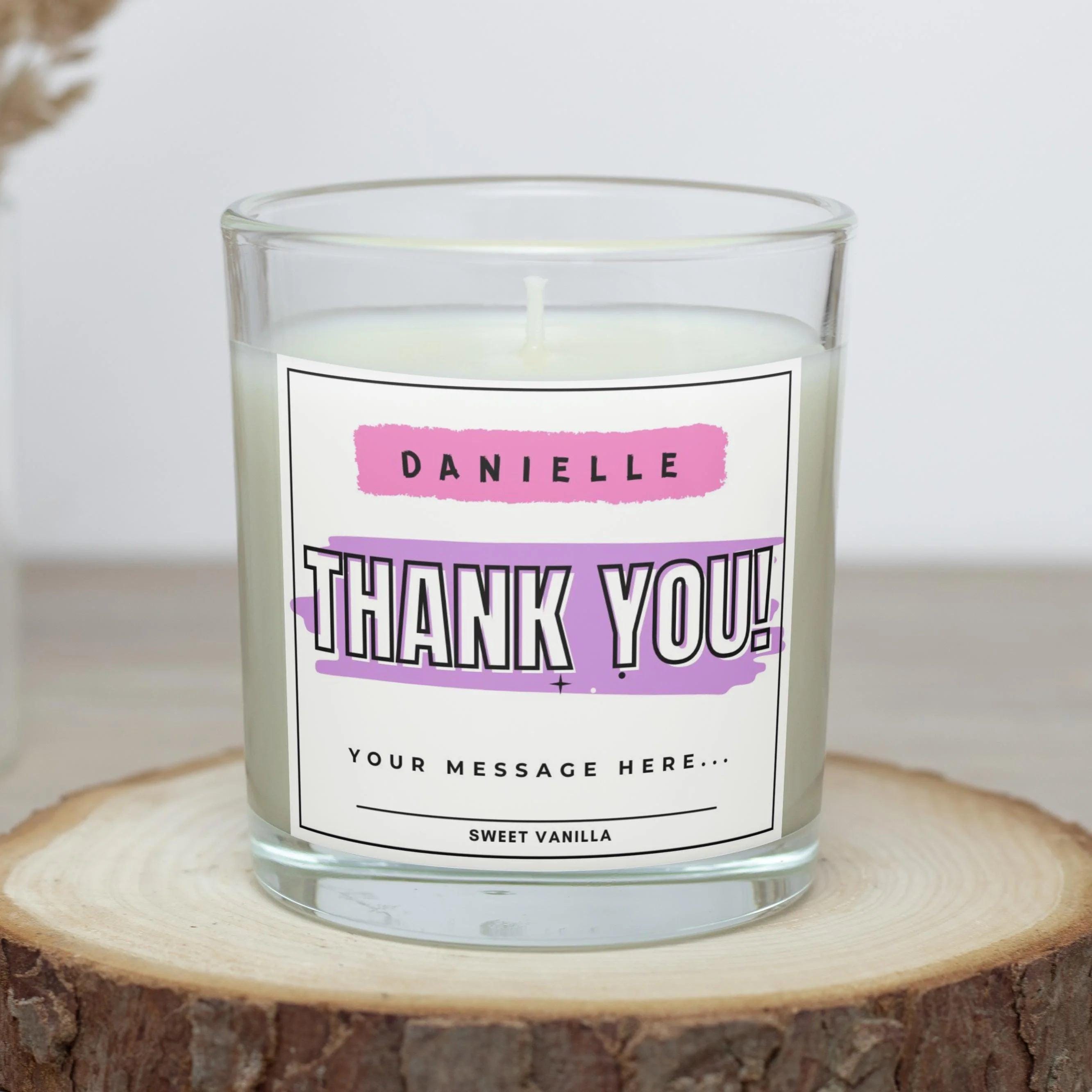 Thank You Personalised Candle for Her | Thank You Gift for Her | Pink Thank You Message Candle | Teacher | Friend | Co-Worker | Family Gift Etsy