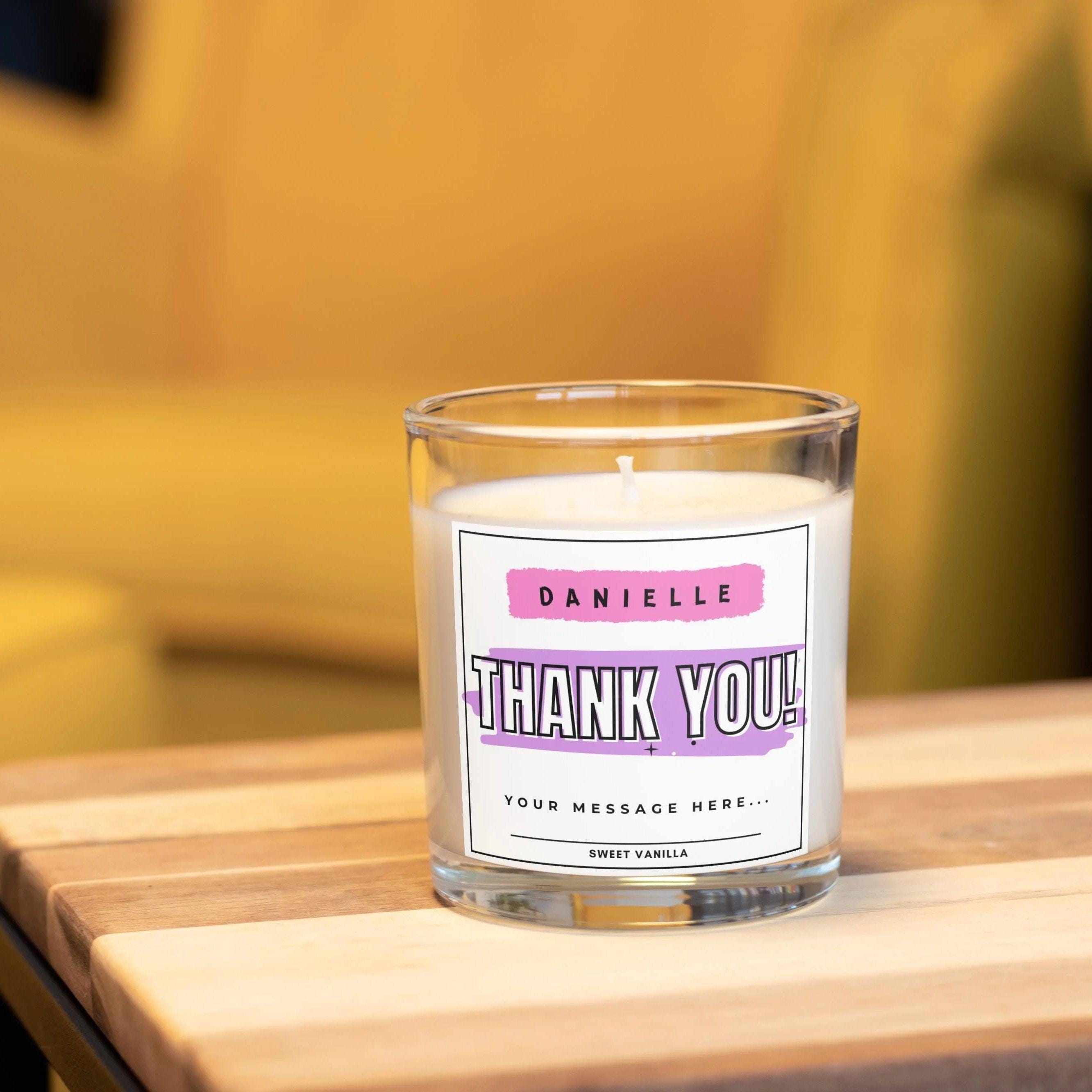Thank You Personalised Candle for Her | Thank You Gift for Her | Pink Thank You Message Candle | Teacher | Friend | Co-Worker | Family Gift Etsy