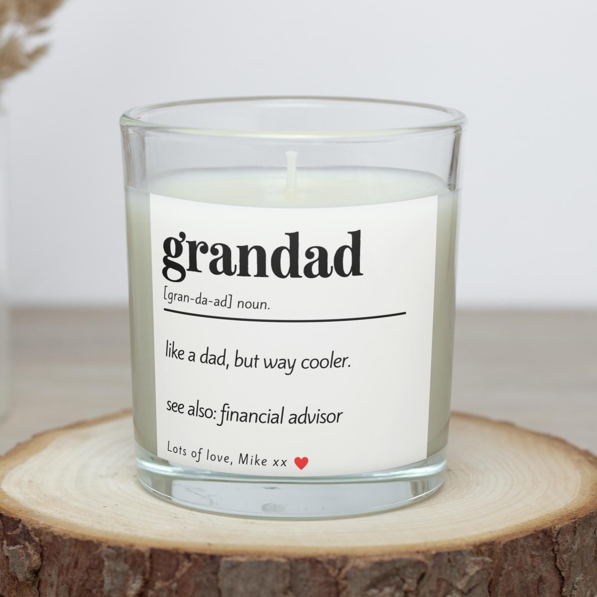 Grandad Noun Message Personalised Candle Gift | Appreciation Gift for Grandad | Gramps Thank You Gift | Any Message Personalised Candle Gift Etsy