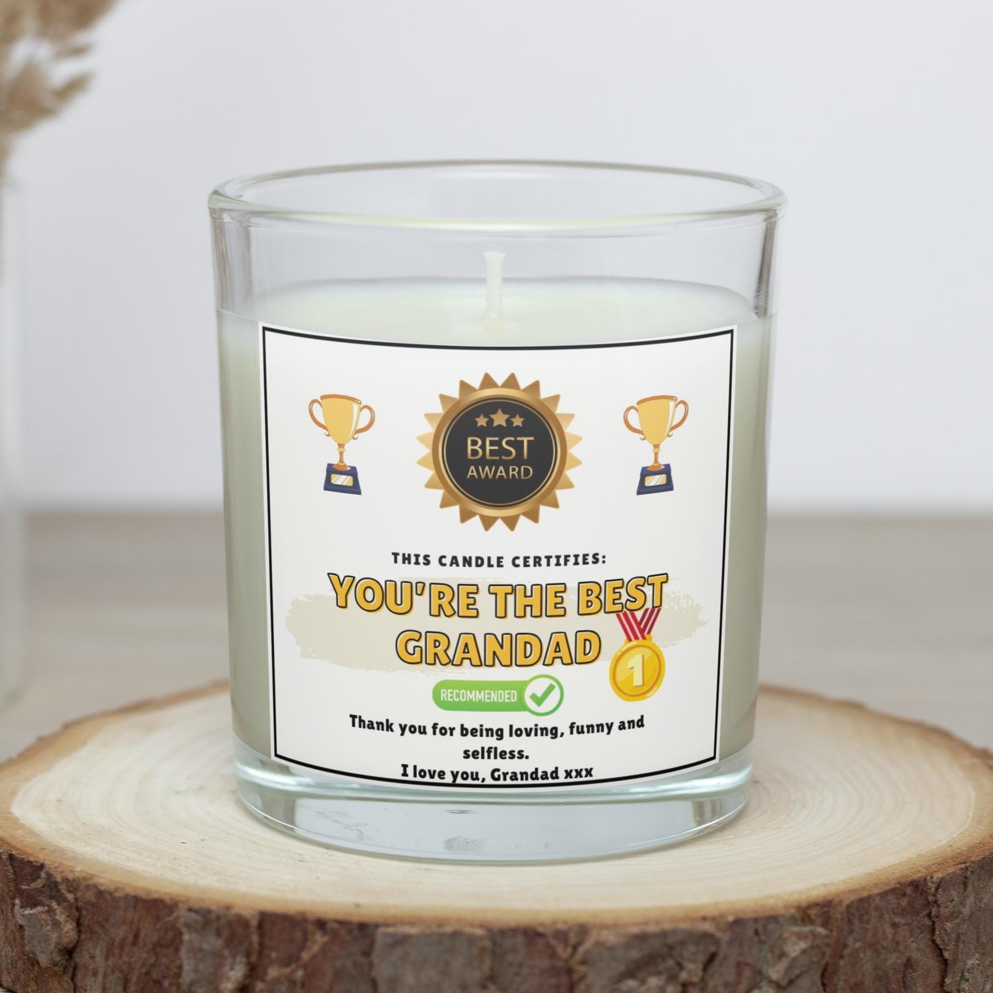 You're the Best Grandad Award Personalised Candle | Novelty Best Grandad Award Gift | Funny Grandad | Appreciation Gift | Award Certificate Etsy