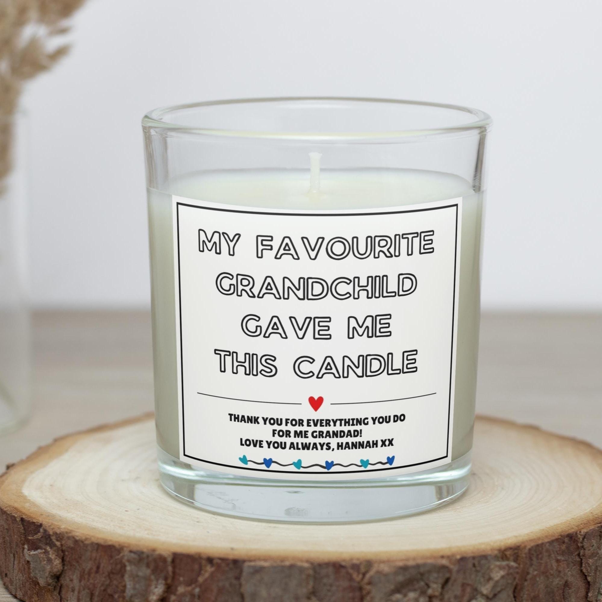 Favourite Grandchild Personalised Candle Gift | Novelty Grandad Gift | Funny Gift for Grandad | Gift from Grandkids | Thank You Grandad Gift Etsy
