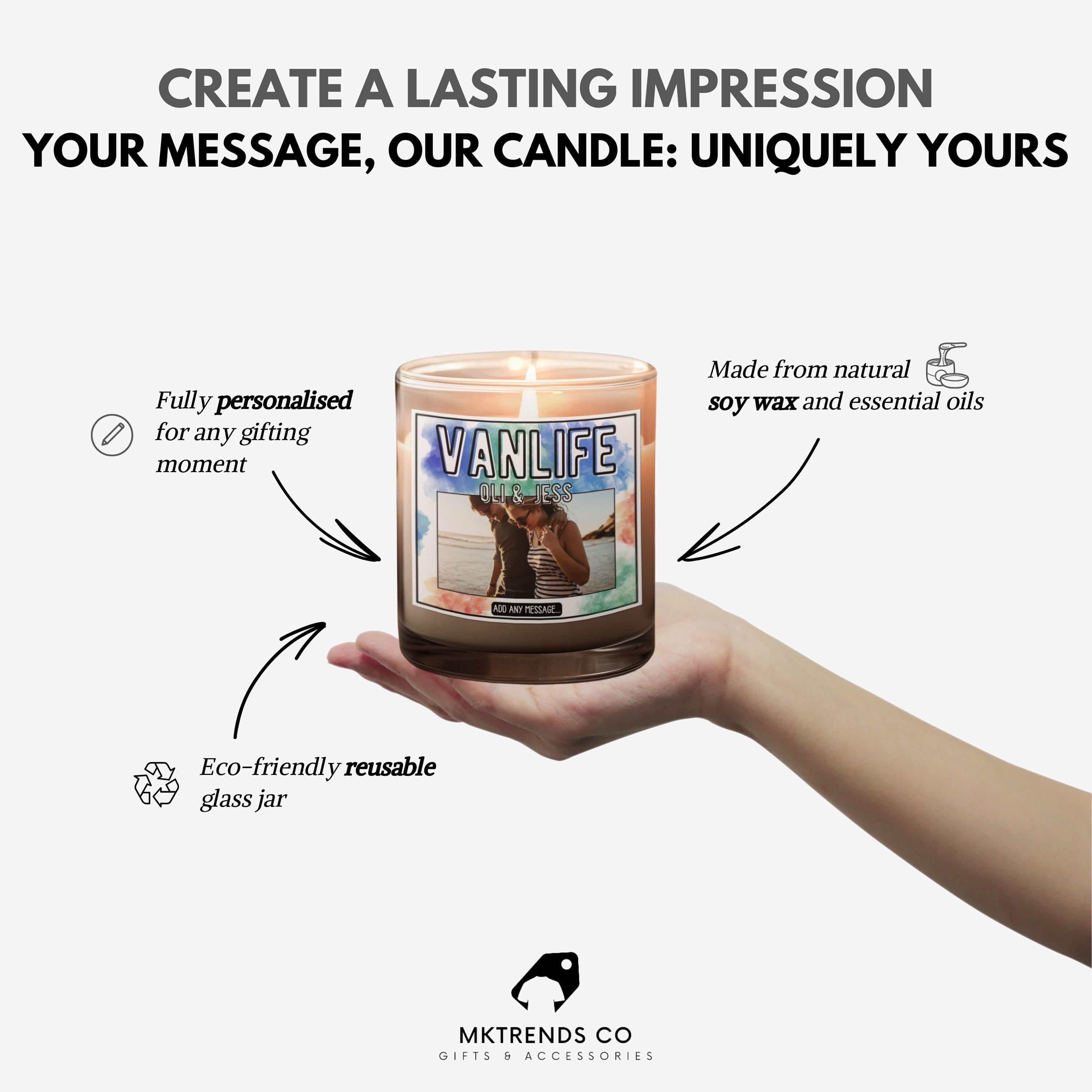 Vanlife Photo Personalised Candle | Vanlife Decorations | Photo gift for Vanlifer | Road Trip Gift | Personalised Photo Message Candle Gift Etsy