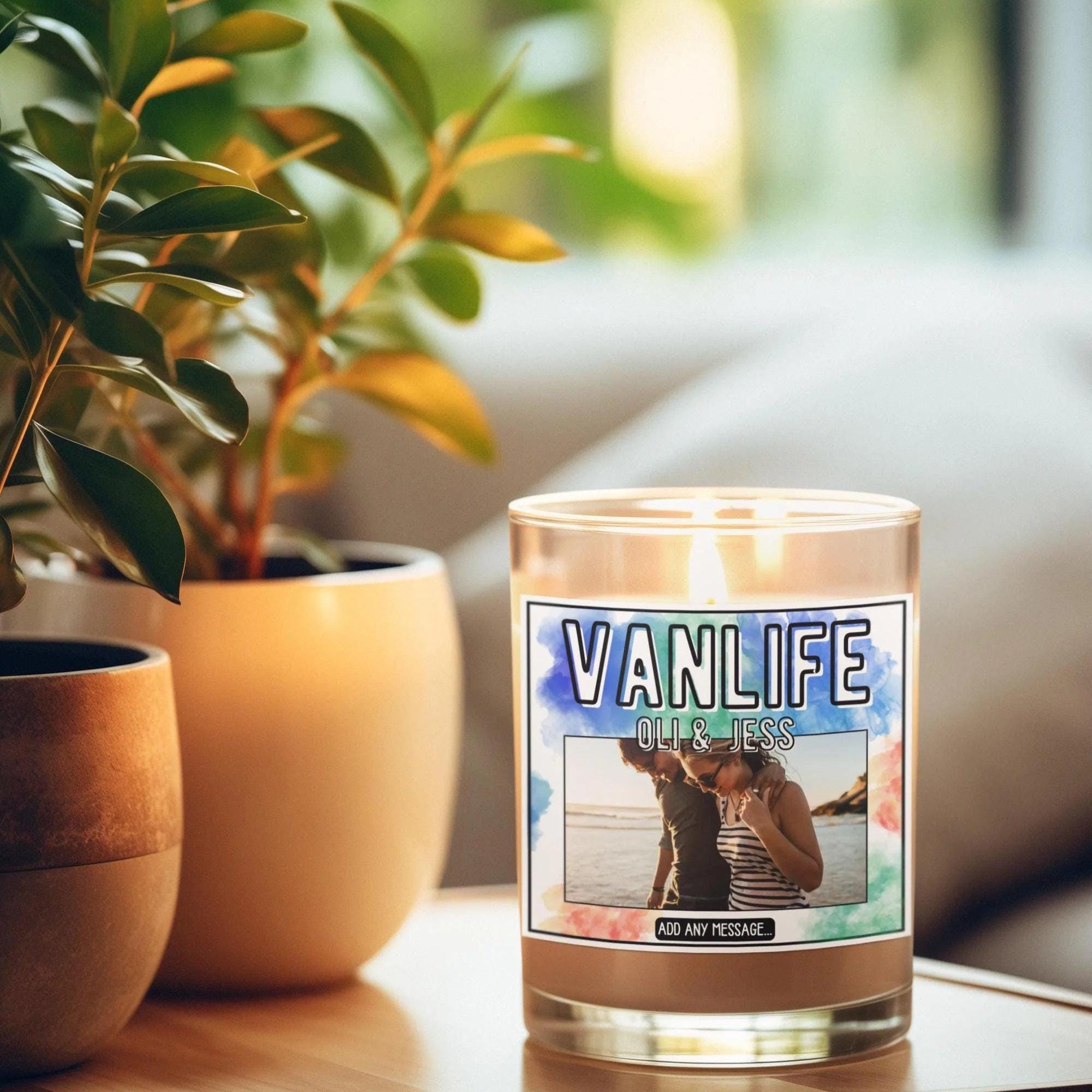 Vanlife Photo Personalised Candle | Vanlife Decorations | Photo gift for Vanlifer | Road Trip Gift | Personalised Photo Message Candle Gift Etsy