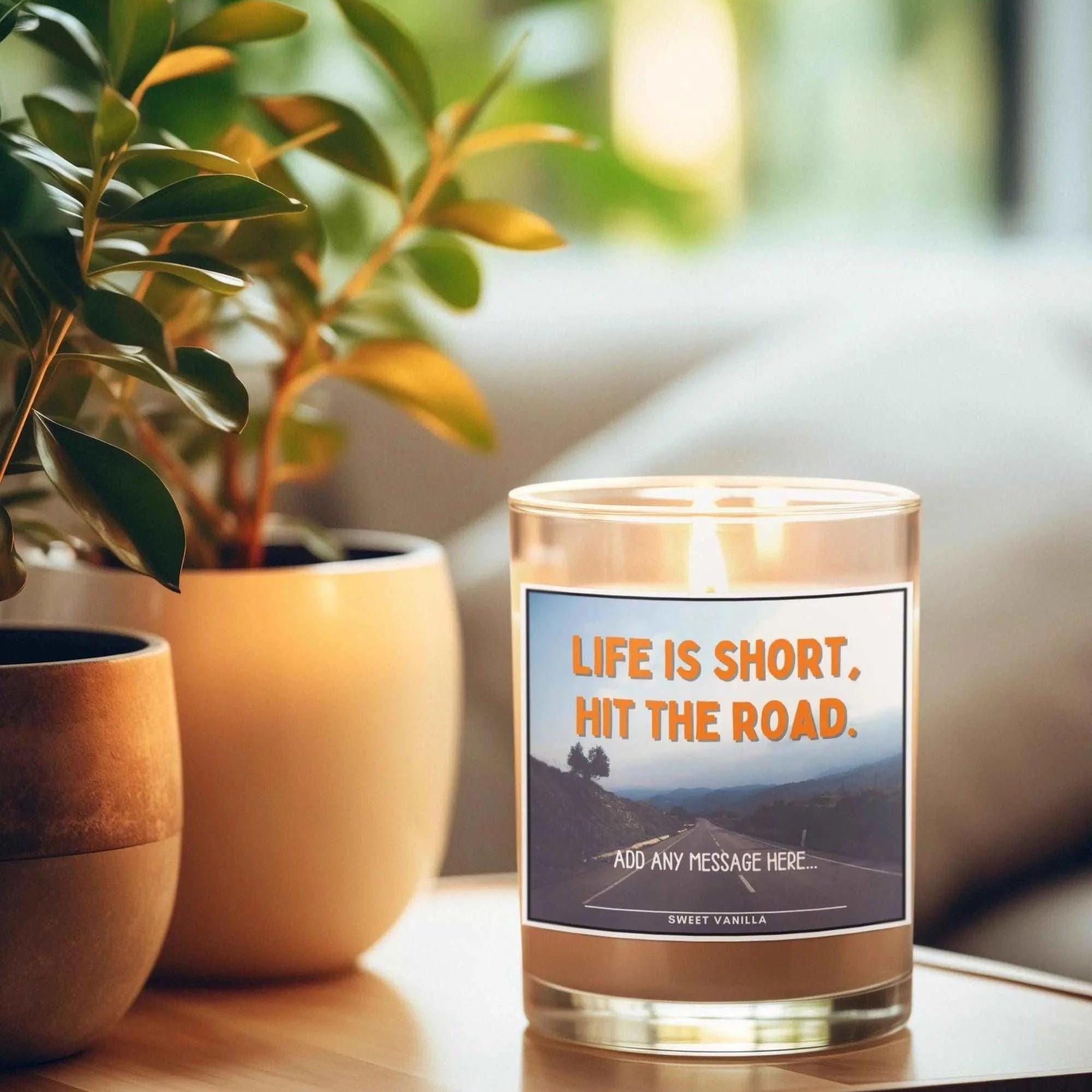 Life Is Short Personalised Candle | Motorhome Quote | Vanlife Decor | Motorhome Accessories | Campervan Decor | Vanlife Gifts | Road Trip Etsy