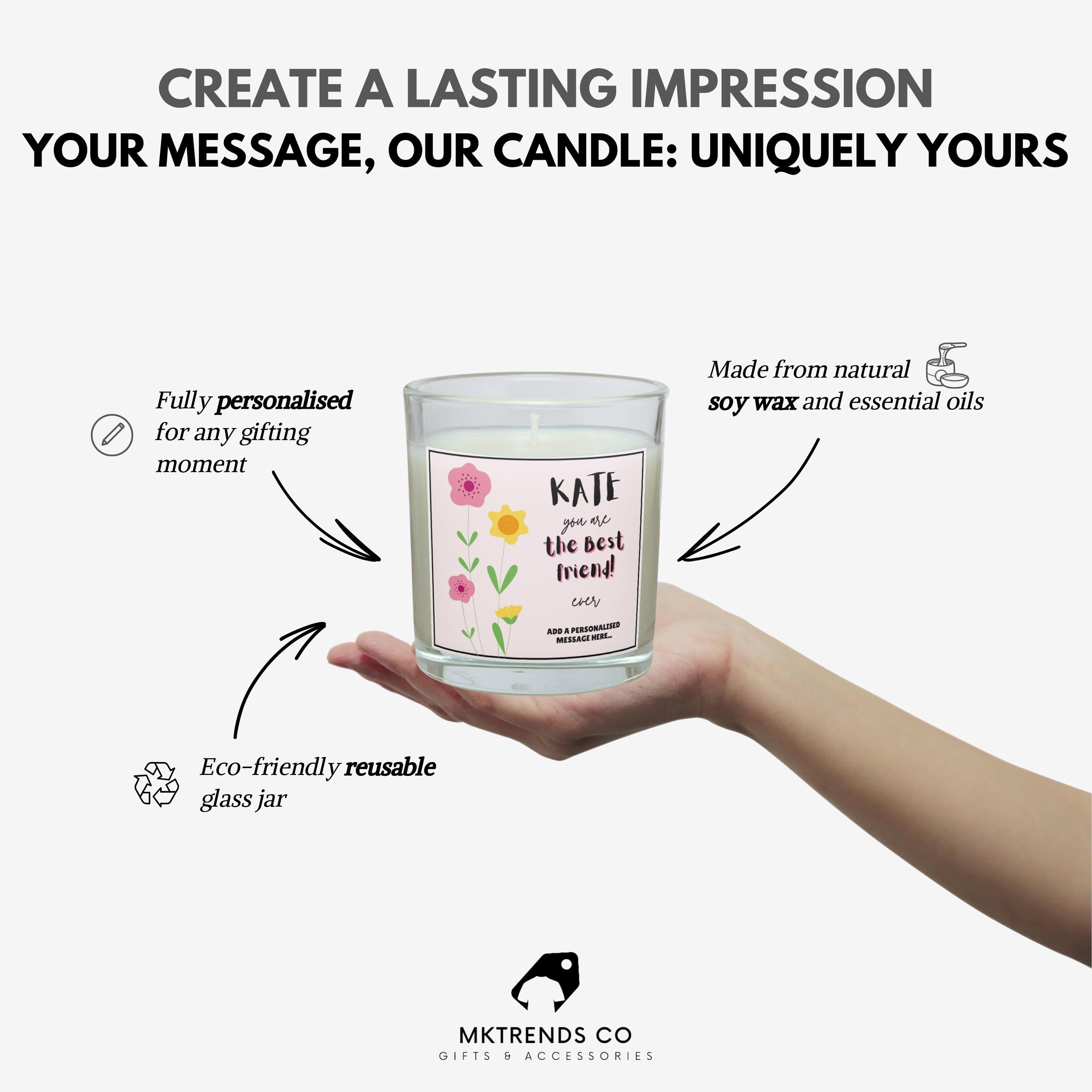 You are the Best Friend Personalised Candle Gift | Best Friend Appreciation Gift | Thank You Friend Candle | Friend Personalised Message Etsy