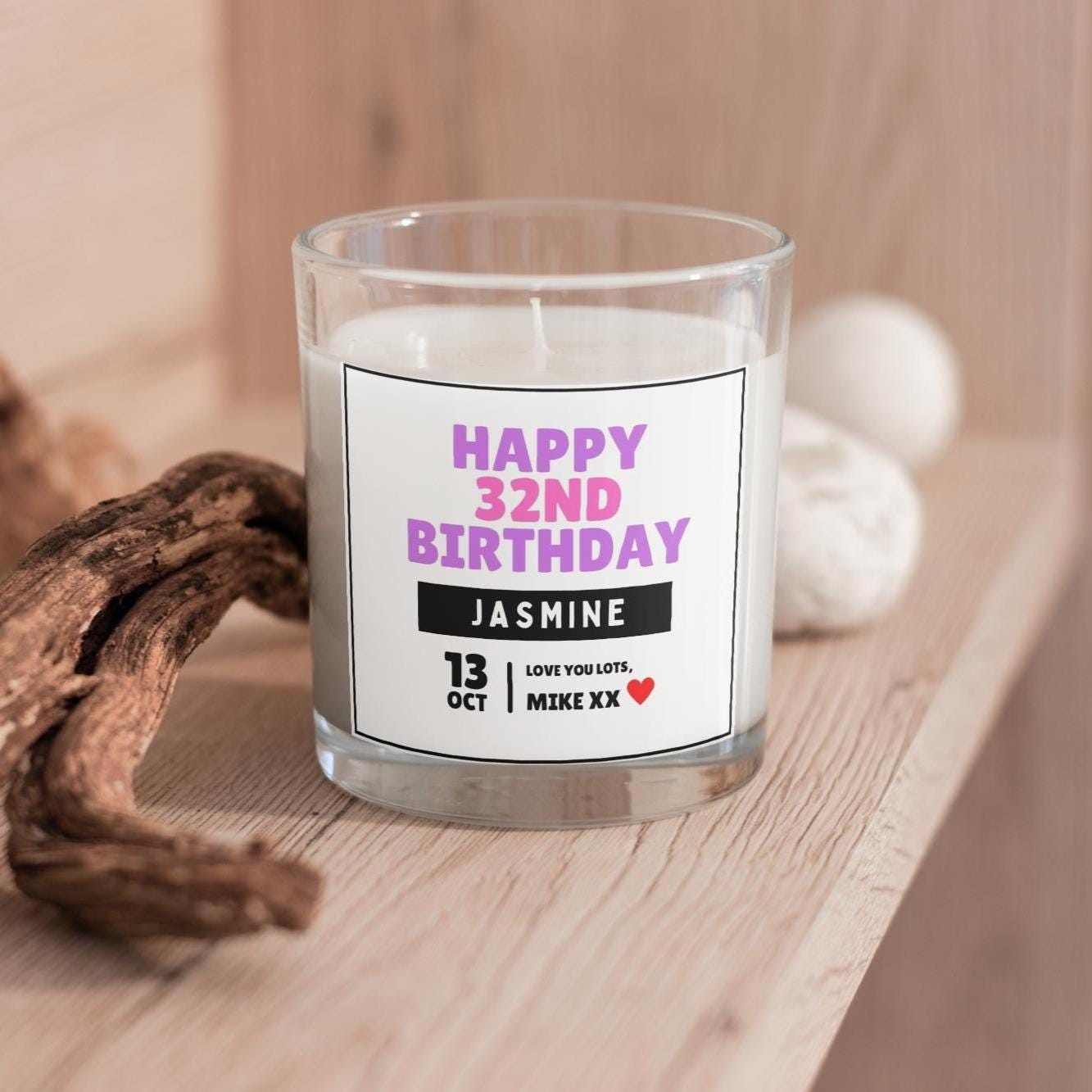 Any Age Happy Birthday Personalised Candle Gift | Happy Birthday Candle | Custom Number Birthday | Name Date Message Number Birthday Gift Etsy