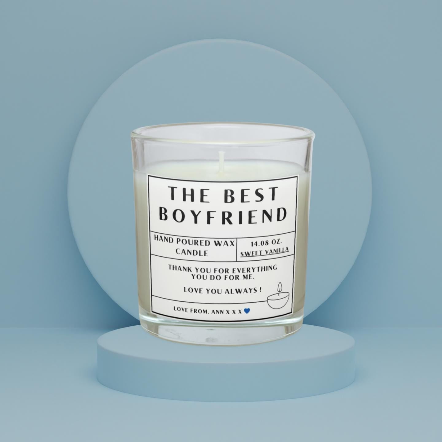 The Best Boyfriend Personalised Candle Gift | Boyfriend Message Candle | Anniversary Gift for Boyfriend | Thank You Boyfriend Candle Gift Etsy