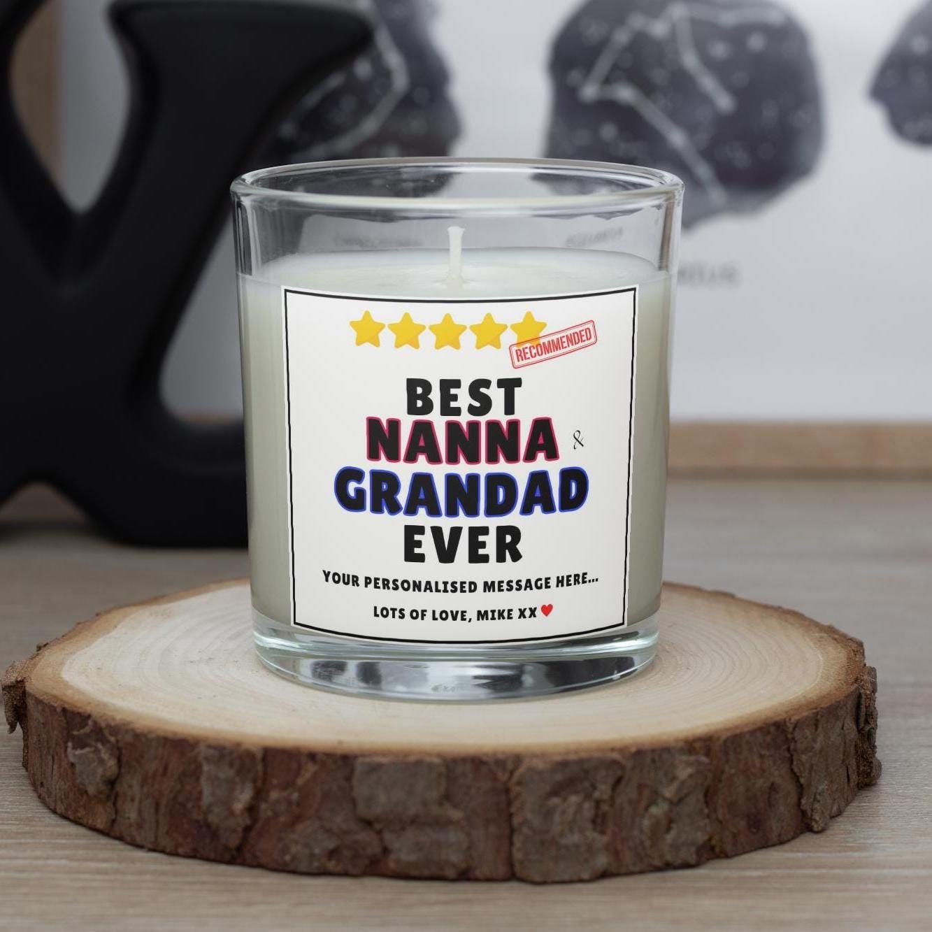 Best Nanna & Grandad Stars Gift | Personalised Candle | Nanna and Grandad Gift | Best Nanna Grandad Message Gifts | Novelty Candle Gifts Etsy
