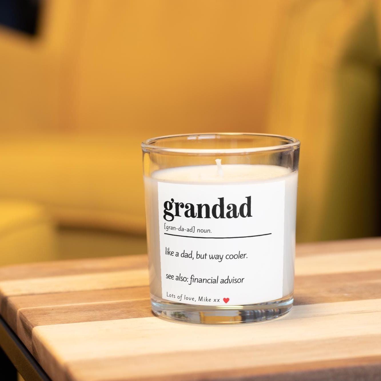 Grandad Noun Message Personalised Candle Gift | Appreciation Gift for Grandad | Gramps Thank You Gift | Any Message Personalised Candle Gift Etsy
