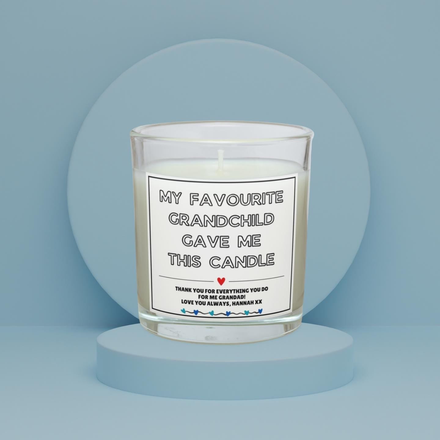 Favourite Grandchild Personalised Candle Gift | Novelty Grandad Gift | Funny Gift for Grandad | Gift from Grandkids | Thank You Grandad Gift Etsy