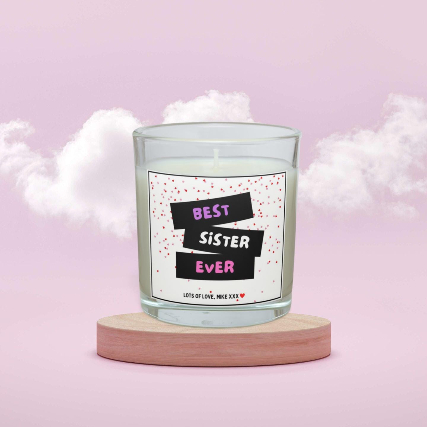 Best Sister Ever Personalised Candle | Best Sister Hearts Message Gift | Message Candle for Sister | Sister Birthday | Thank You Sister Gift Etsy