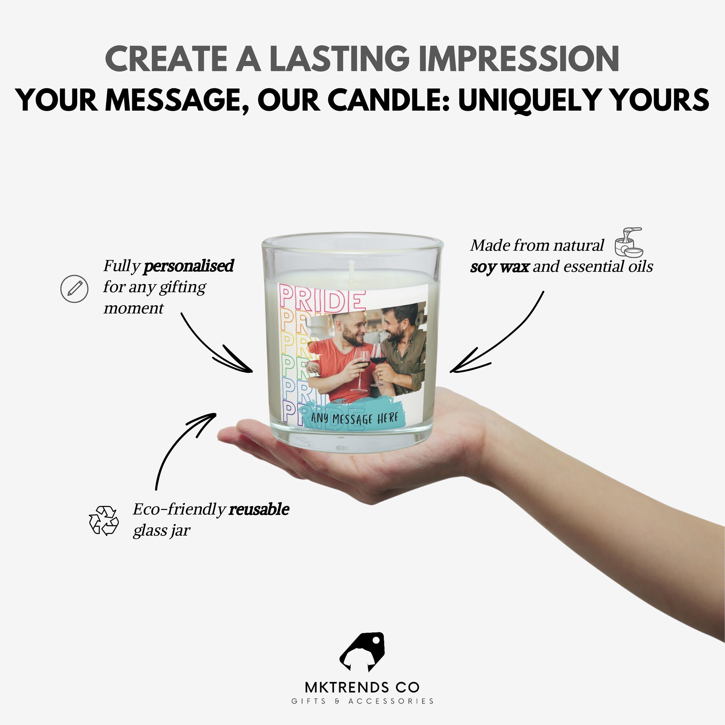 Gay Pride Personalised Photo Candle | LGBTQ Gift | Gay Photo Gift | Gift for Gay Couple | Photo Message Gift | Lesbian Gay Relationship Gift Etsy