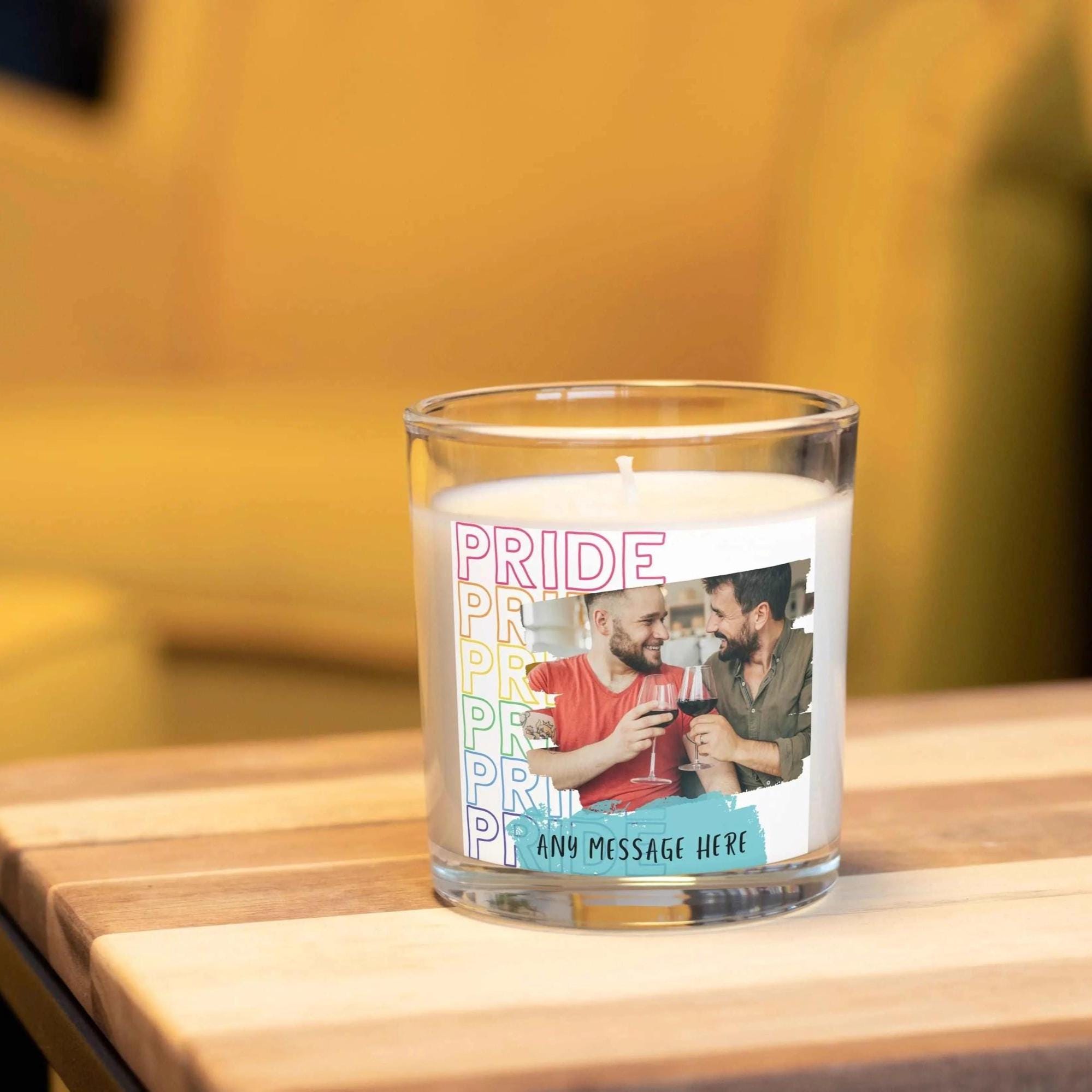 Gay Pride Personalised Photo Candle | LGBTQ Gift | Gay Photo Gift | Gift for Gay Couple | Photo Message Gift | Lesbian Gay Relationship Gift Etsy