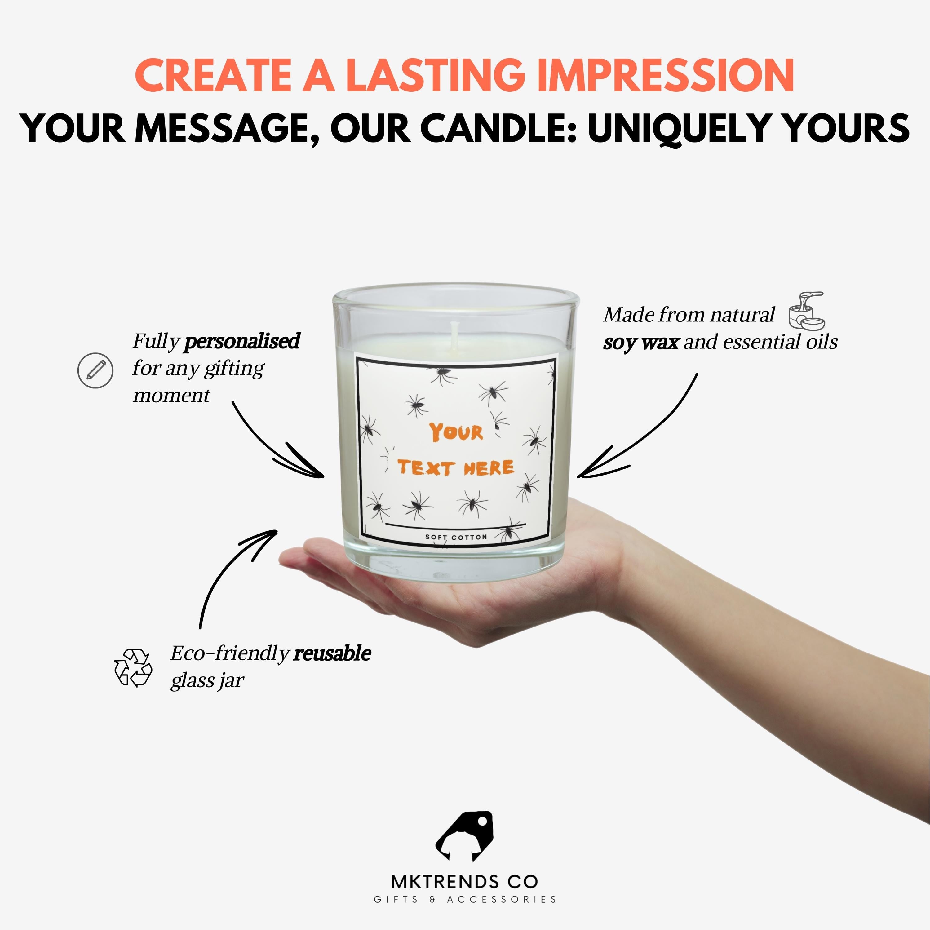 Halloween Spider Message Personalised Candle | Spooky Spider Message Gift | Halloween Spider Decoration | Scary Spider Message Candle Gift Etsy