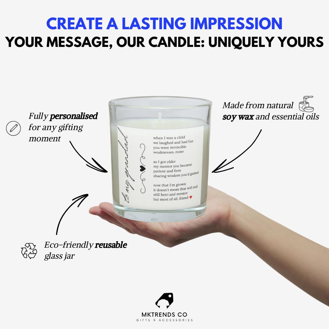 To My Grandad Personalised Candle Gift | Grandad Message Gift | Poem for Grandad | Any Message Grandad Gift | Appreciation Gift for Grandad Etsy