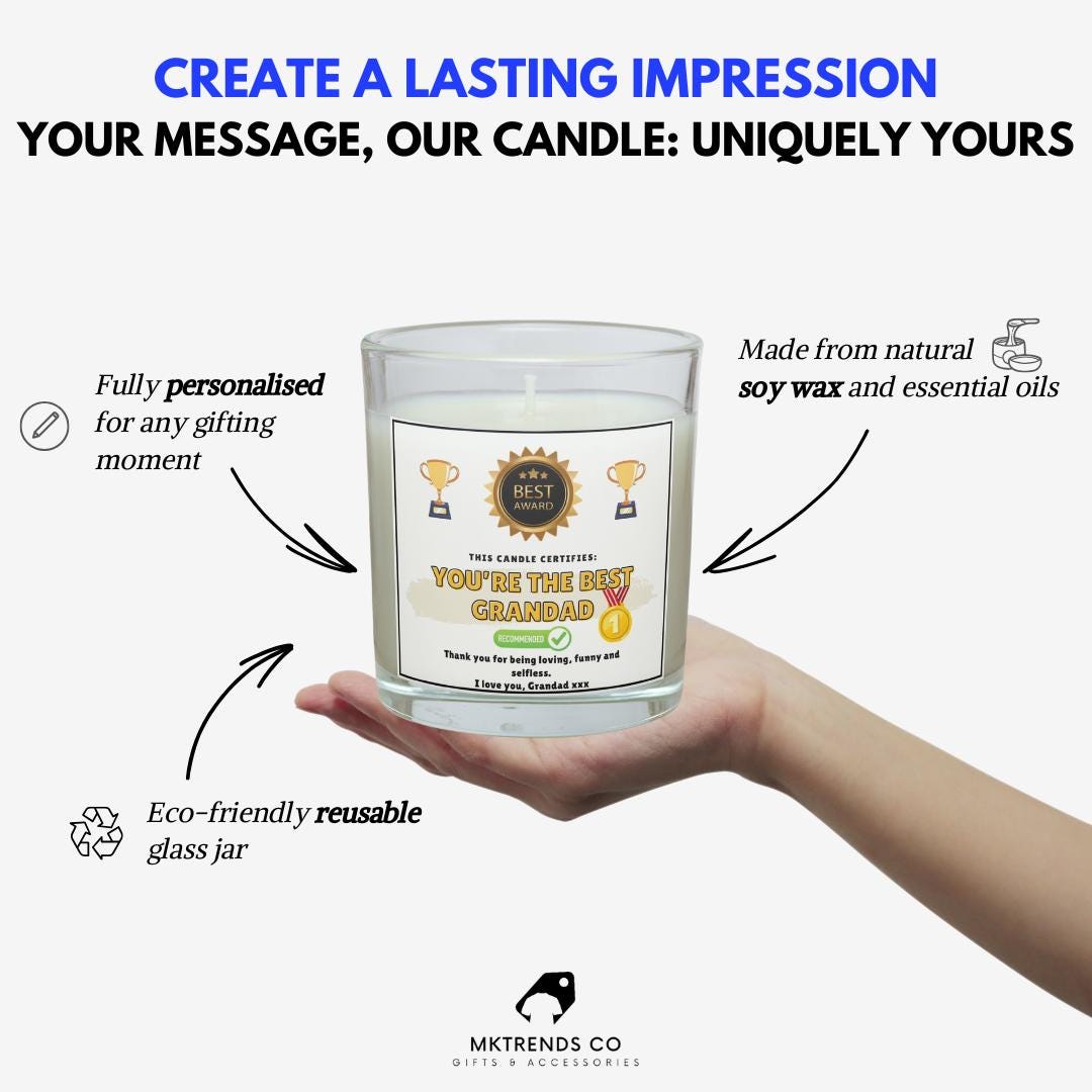 You're the Best Grandad Award Personalised Candle | Novelty Best Grandad Award Gift | Funny Grandad | Appreciation Gift | Award Certificate Etsy