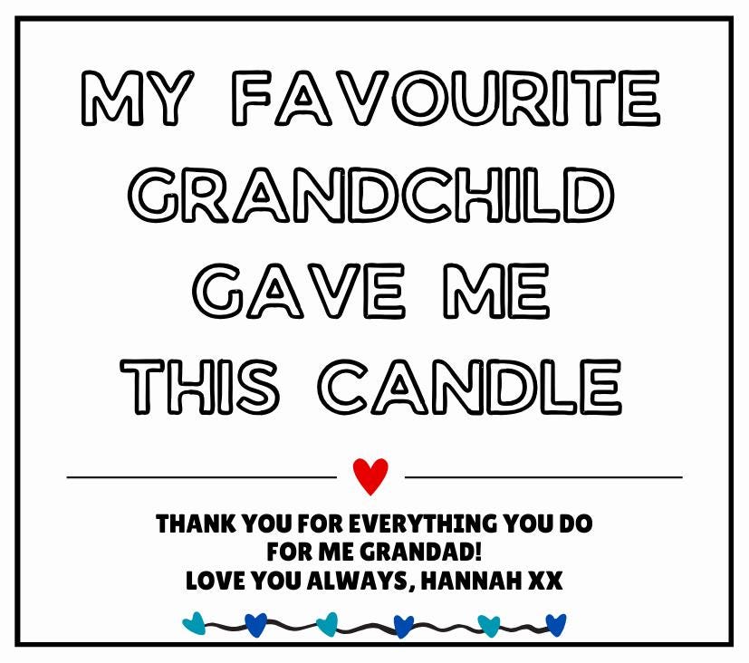 Favourite Grandchild Personalised Candle Gift | Novelty Grandad Gift | Funny Gift for Grandad | Gift from Grandkids | Thank You Grandad Gift Etsy