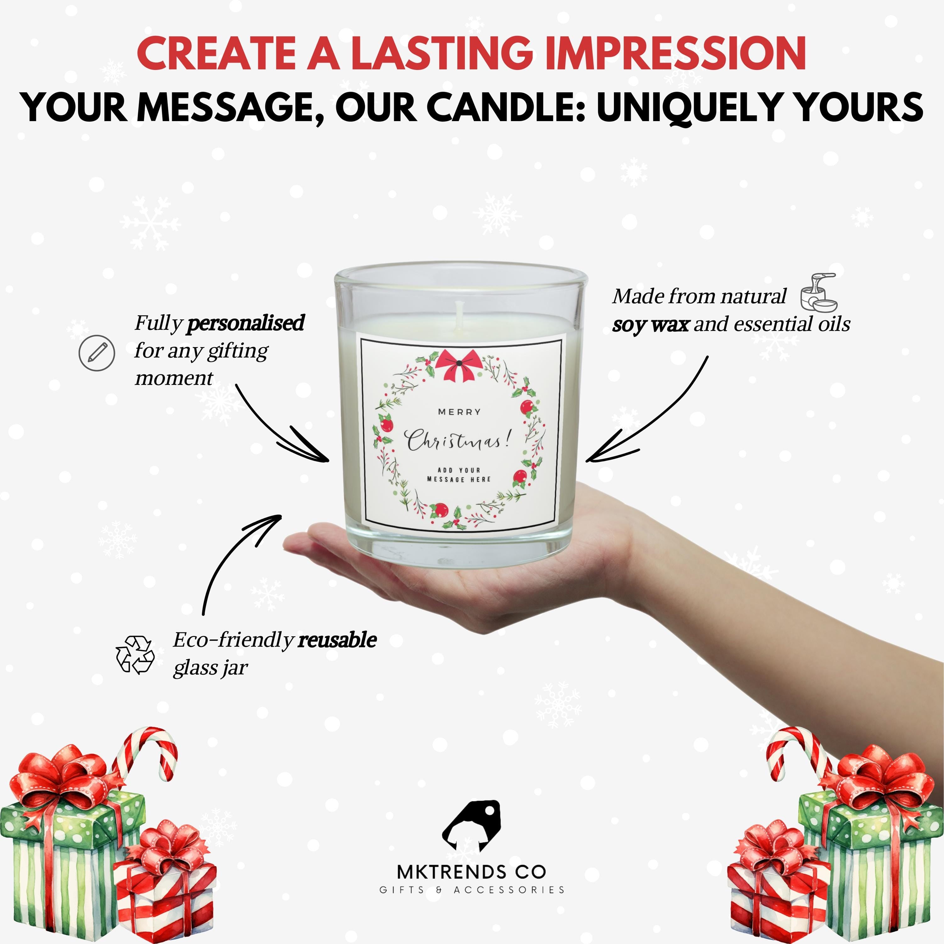 Merry Christmas Wreath Candle | Personalised Candle | Festive Christmas Decoration | Christmas Gift | Festive Christmas Custom Message Gift Etsy