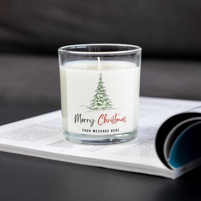 Merry Christmas Candle – Festive Tree Design