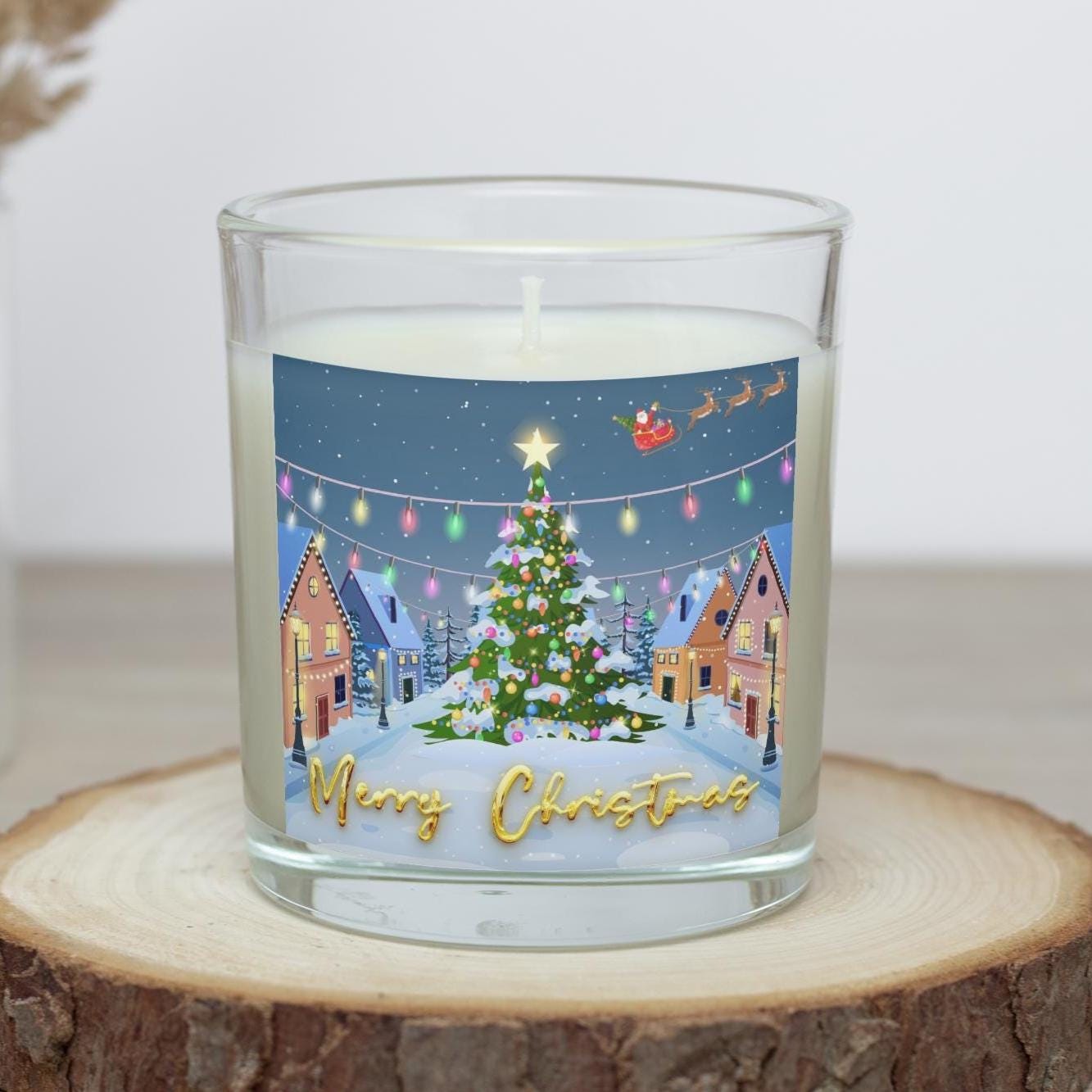 Christmas Village Scene Personalised Candle | Christmas Gifts | Winter Wonderland Candle | Festive Christmas Decoration | Any Message Gift Etsy