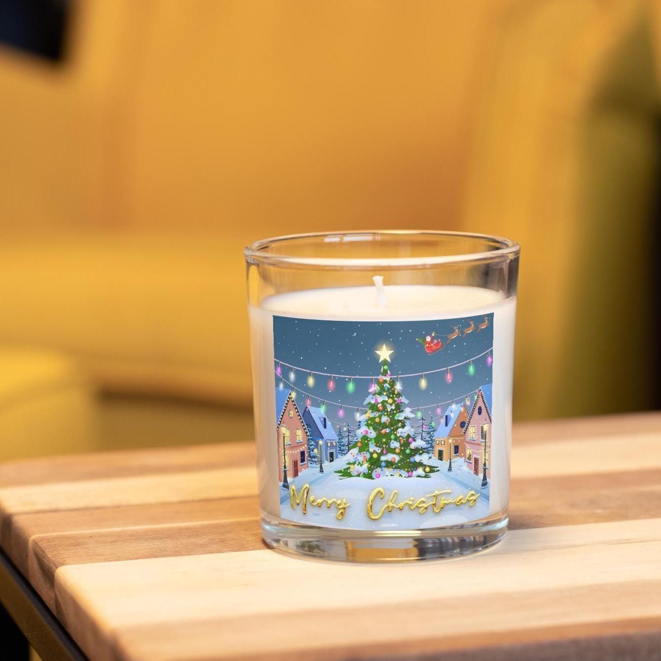 Christmas Village Scene Personalised Candle | Christmas Gifts | Winter Wonderland Candle | Festive Christmas Decoration | Any Message Gift Etsy